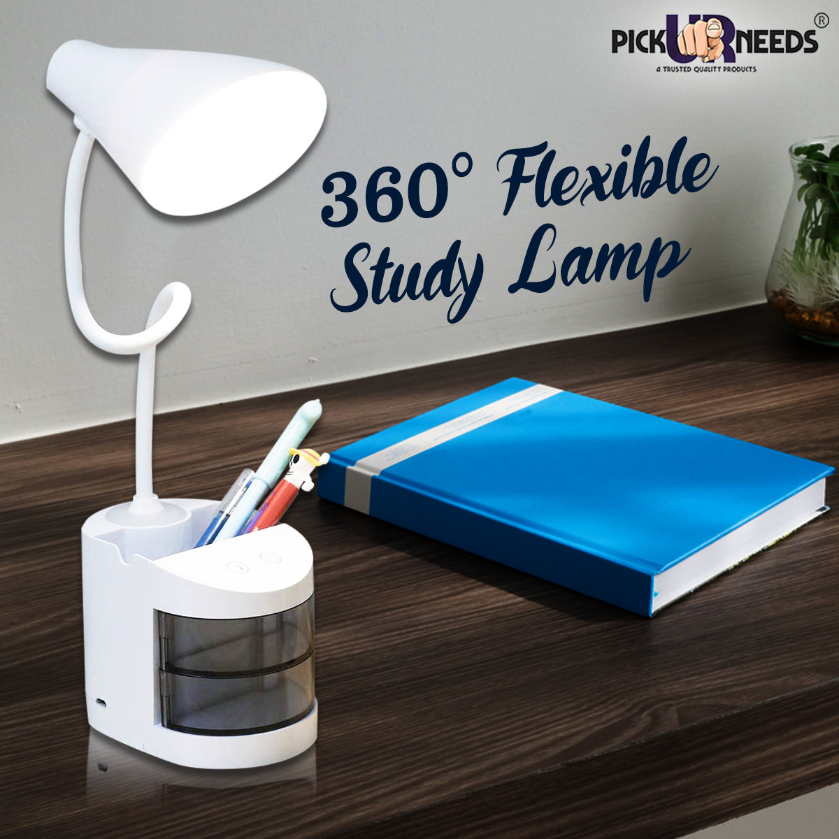 Pick Ur Needs Rechargeable LED Eye-Caring Table Desk Lamp/Study Lamp With USB Charging Cable