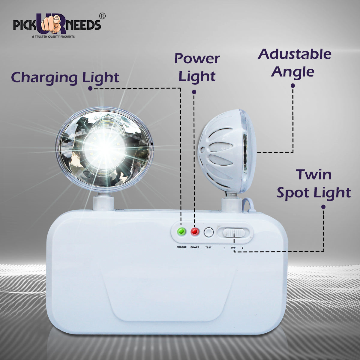 Pick Ur Needs Auto Cut System LED Wall Mounted With Portable & Twin Spot For Commercial Emergency Lightning (Large)(Abs Plastic)