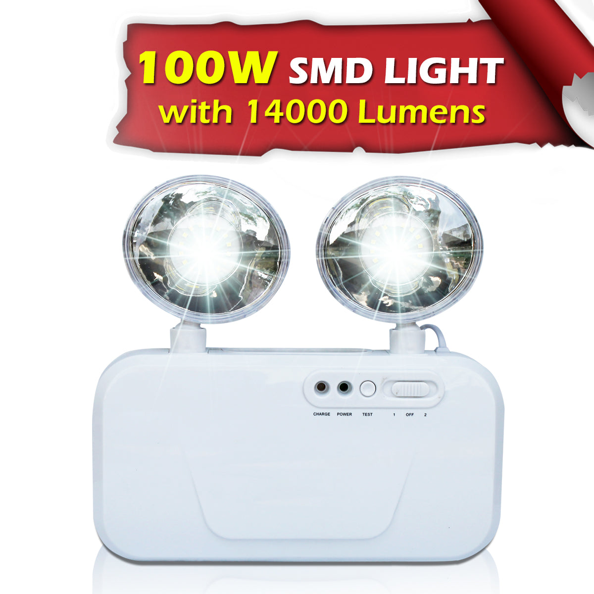 Pick Ur Needs Auto Cut System LED Wall Mounted With Portable & Twin Spot For Commercial Emergency Lightning (Large)(Abs Plastic)