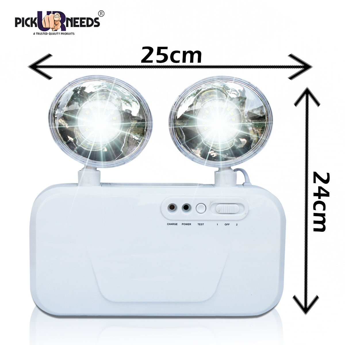 Pick Ur Needs Auto Cut System LED Wall Mounted With Portable & Twin Spot For Commercial Emergency Lightning (Large)(Abs Plastic)