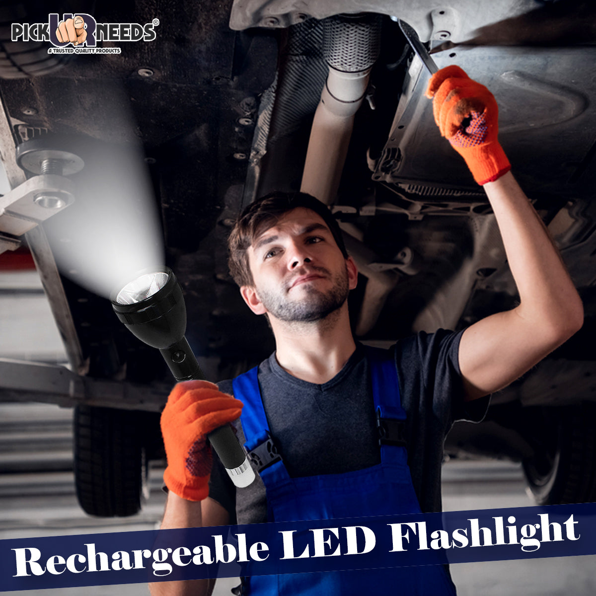 Pick Ur Needs Rechargeable 2 in 1 Long Range 50 Watt Led Torch with Long Emergency Tube Light with Duel Battery