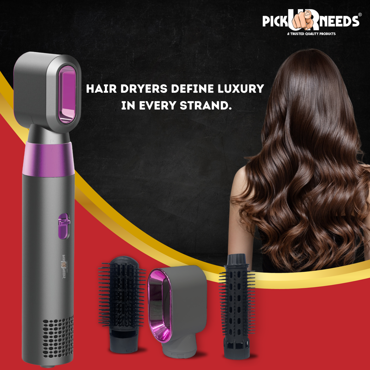 Pick Ur Needs Professional 3 in 1 Hair Dryer For Men & Women With Hair Comb + Blower