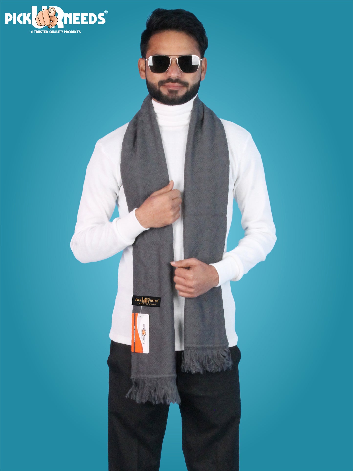 Pick Ur Needs Men’s Signature Winter Muffler Ultra-Soft Textured Scarf for Cold Weather Elegant Daily & Office Wear Muffler for Men