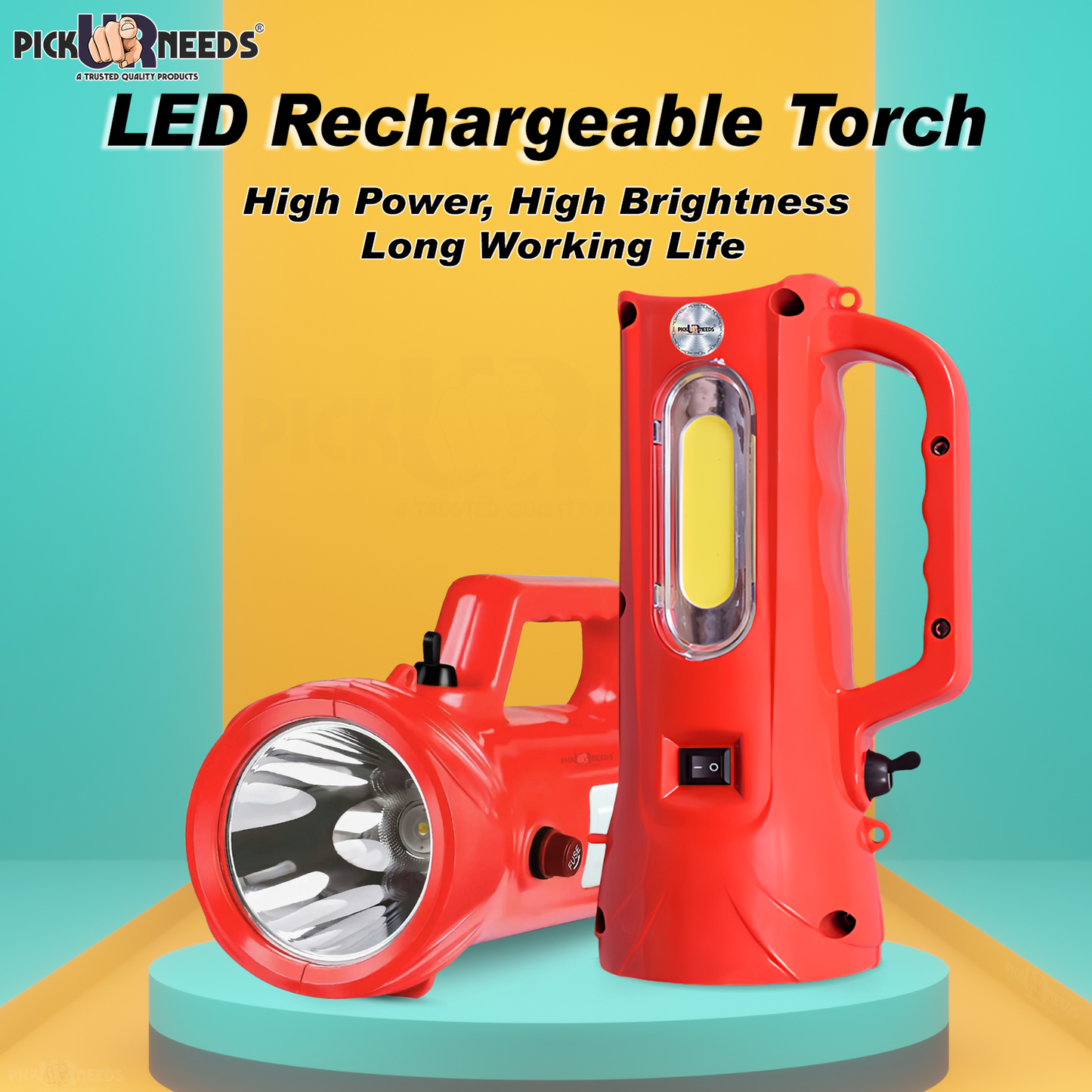 Pick Ur Needs Emergency Rechargable Torch Long Range Search Light 150W+Side COB 6 hrs Torch