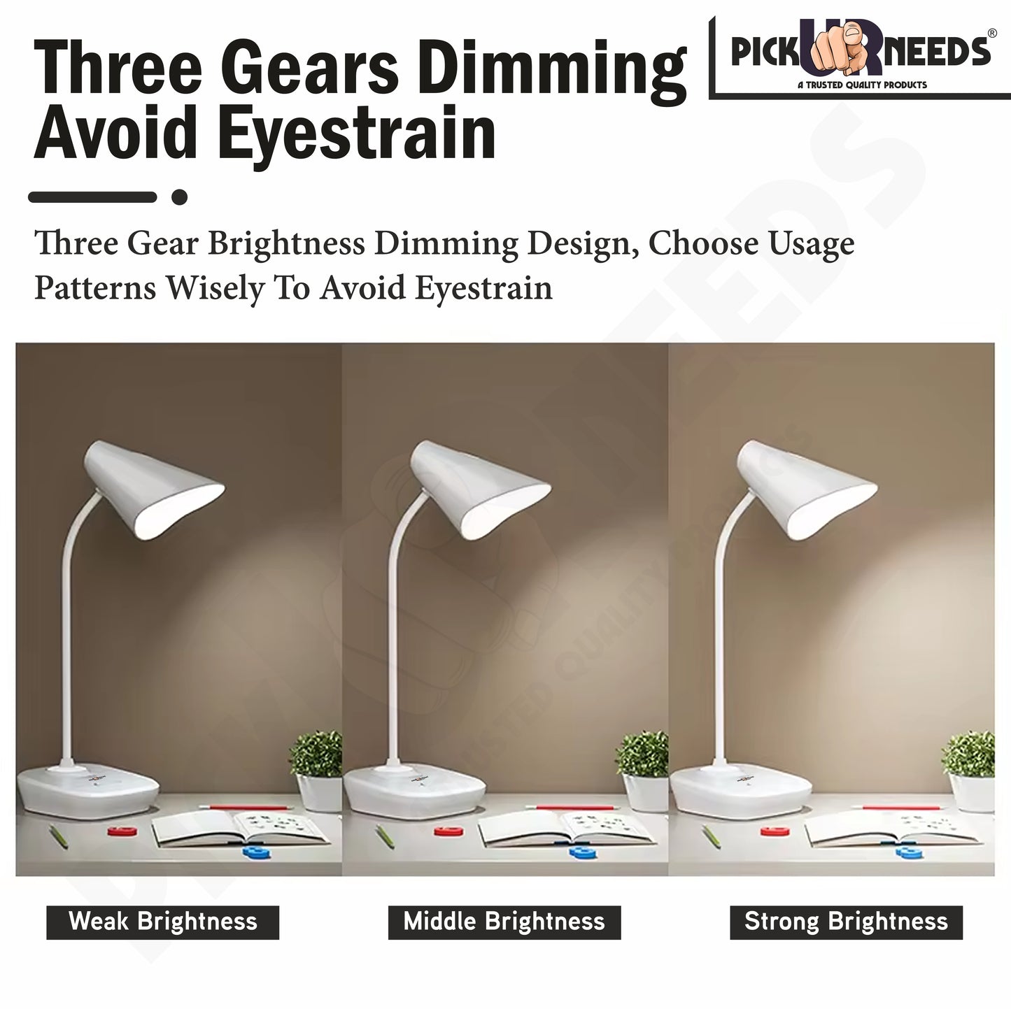 Pick Ur Needs Study Desk Light with 3 Shades Touch Control Light Advanced Night Lamp Design Table Lamp Table Lamp