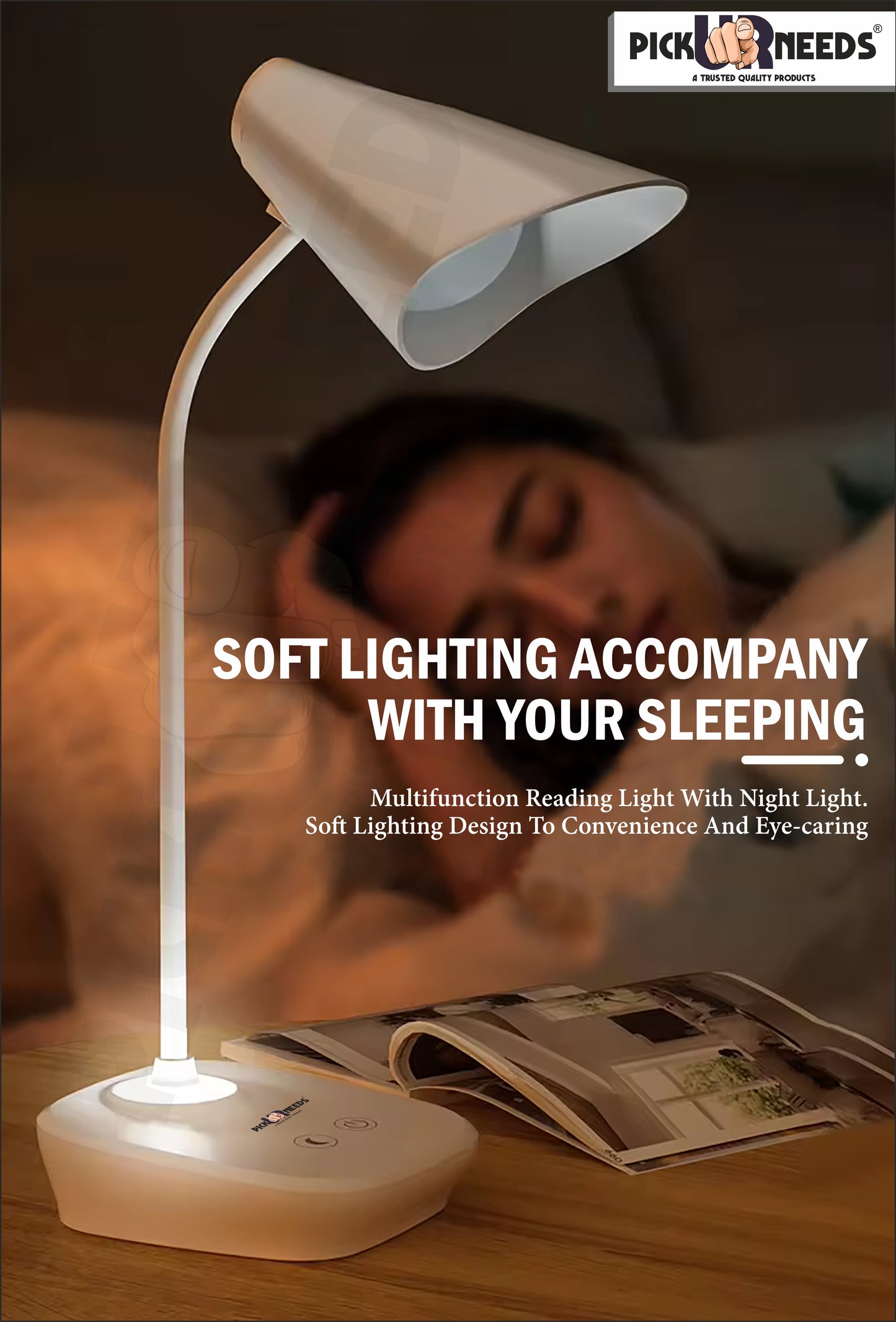 Pick Ur Needs Study Desk Light with 3 Shades Touch Control Light Advanced Night Lamp Design Table Lamp Table Lamp