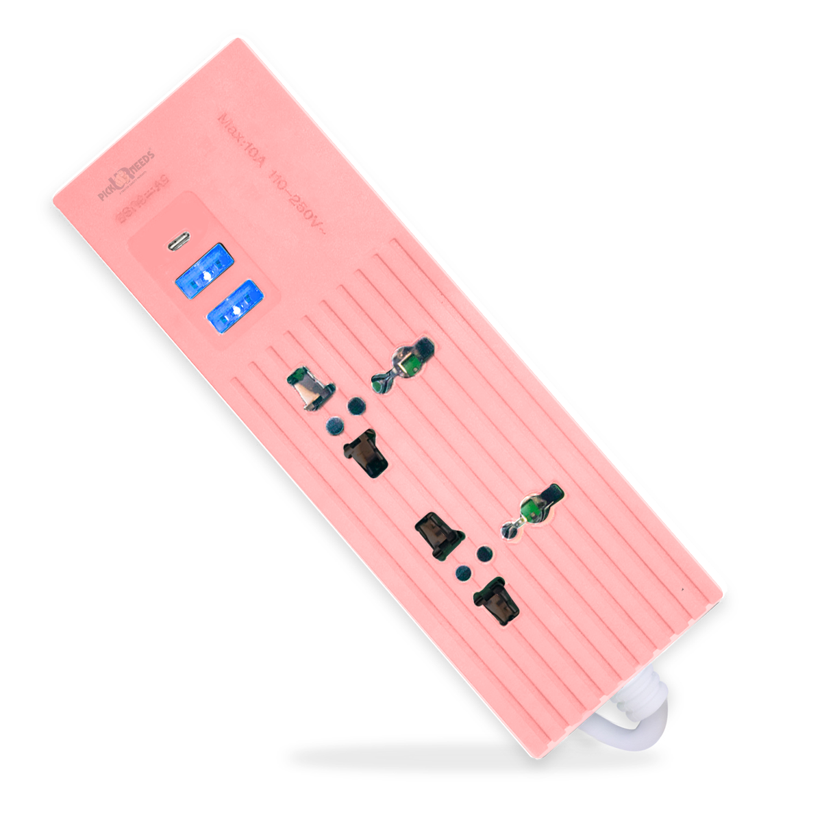 Pick Ur Needs Extension Cord 10A with Universal 2 Socket & 3 USB Port Extension Boards for Multiple Use