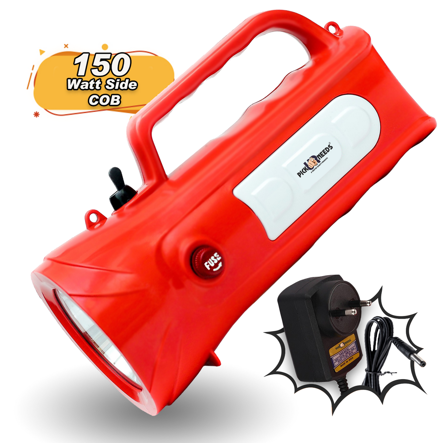 Pick Ur Needs Emergency Rechargable Torch Long Range Search Light 150W+Side COB 6 hrs Torch