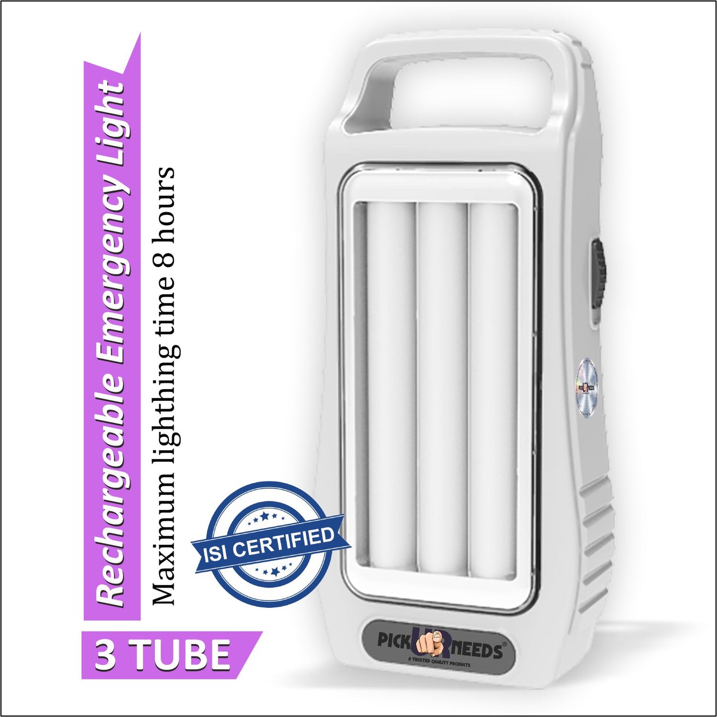 Pick Ur Needs Rechargeable Home Emergency Lantern With 3 Bright Tube Light Long Battery Backup 5 hrs Torch Emergency Light