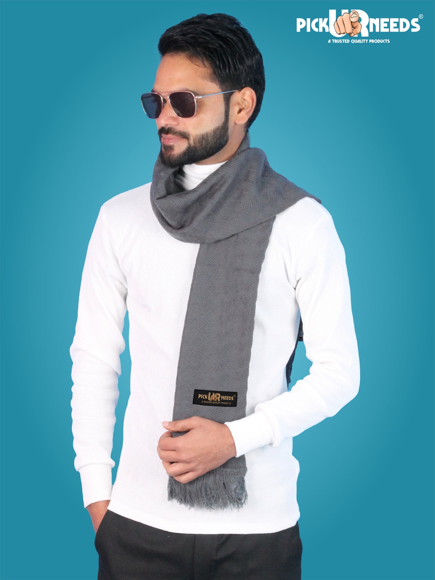 Pick Ur Needs Men’s Signature Winter Muffler Ultra-Soft Textured Scarf for Cold Weather Elegant Daily & Office Wear Muffler for Men