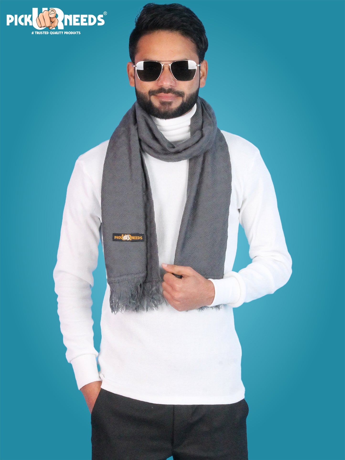 Pick Ur Needs Men’s Signature Winter Muffler Ultra-Soft Textured Scarf for Cold Weather Elegant Daily & Office Wear Muffler for Men