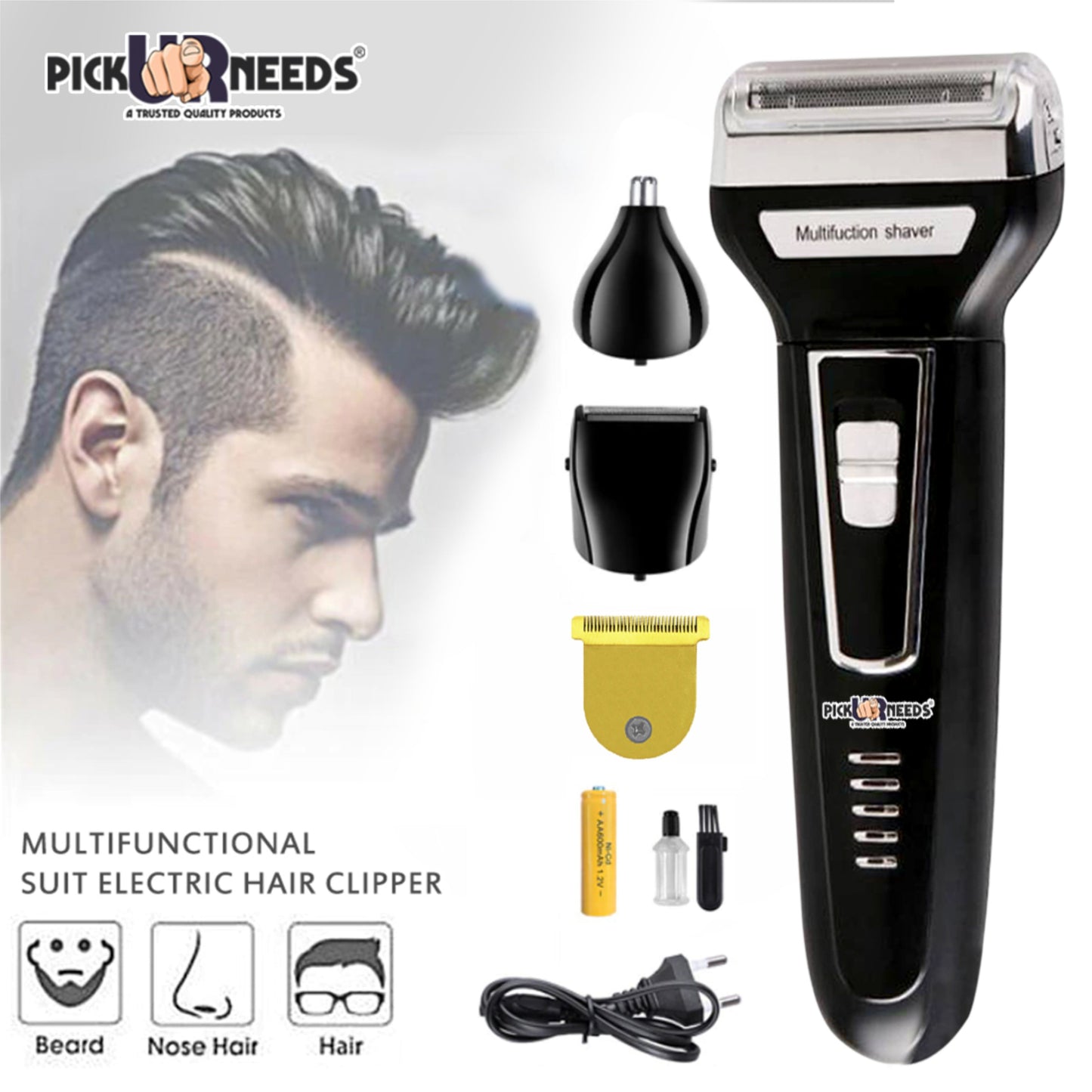Pick Ur Needs Professional 3 In1 Cordless Hair Rechargeable Shaver Beard Trimmer For Men Hair Cutting Machine Multifunctional