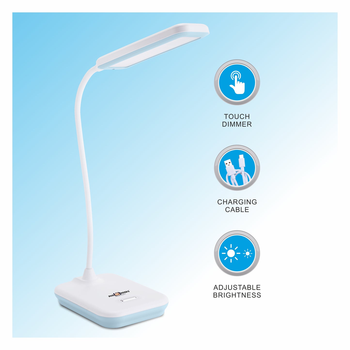 Pick Ur Needs Rechargeable Desk LED Table Lamp With Touch Dimmer Adjustable Brightness 5 hrs Flood Lamp Emergency Light
