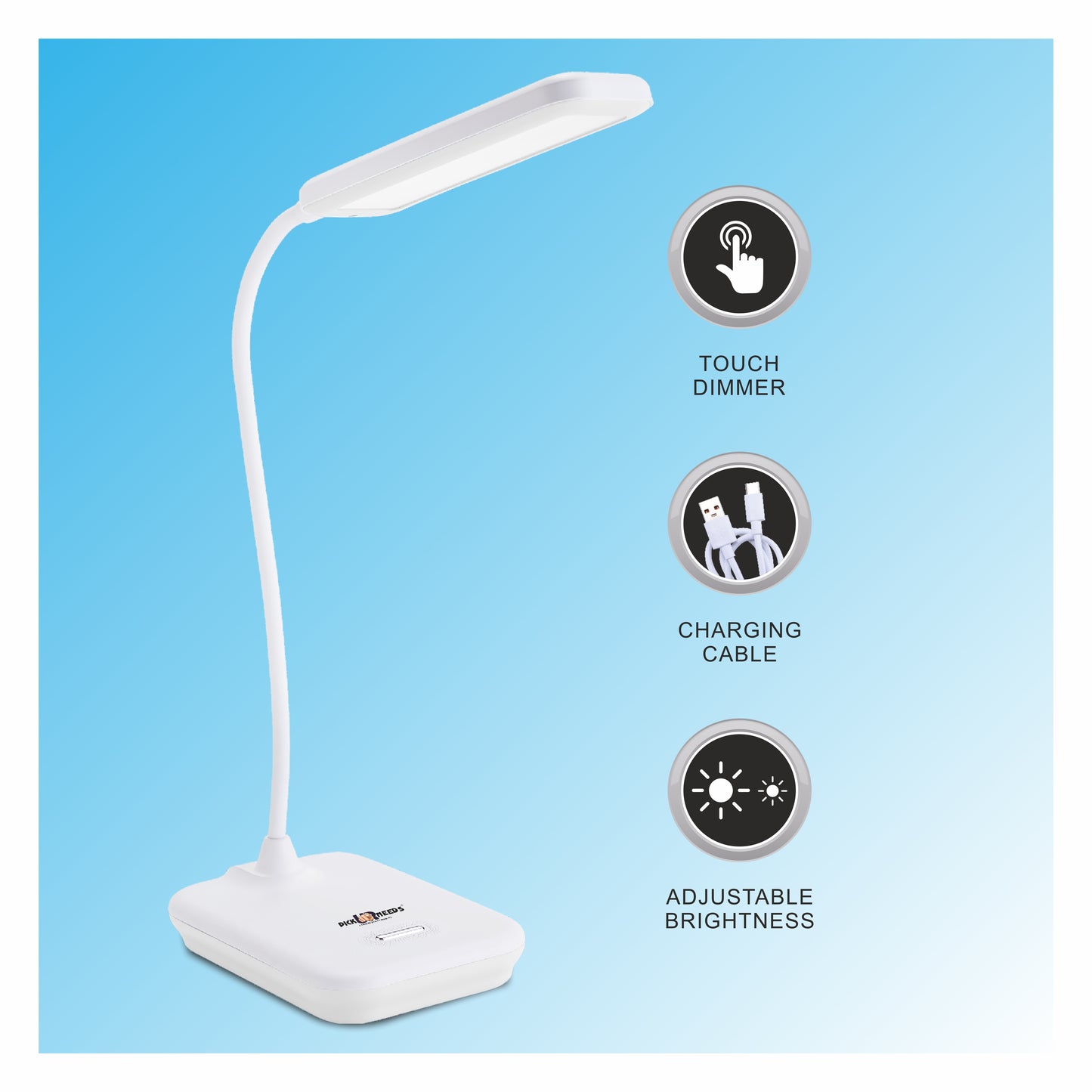 Pick Ur Needs Rechargeable Desk LED Table Lamp With Touch Dimmer Adjustable Brightness 5 hrs Flood Lamp Emergency Light