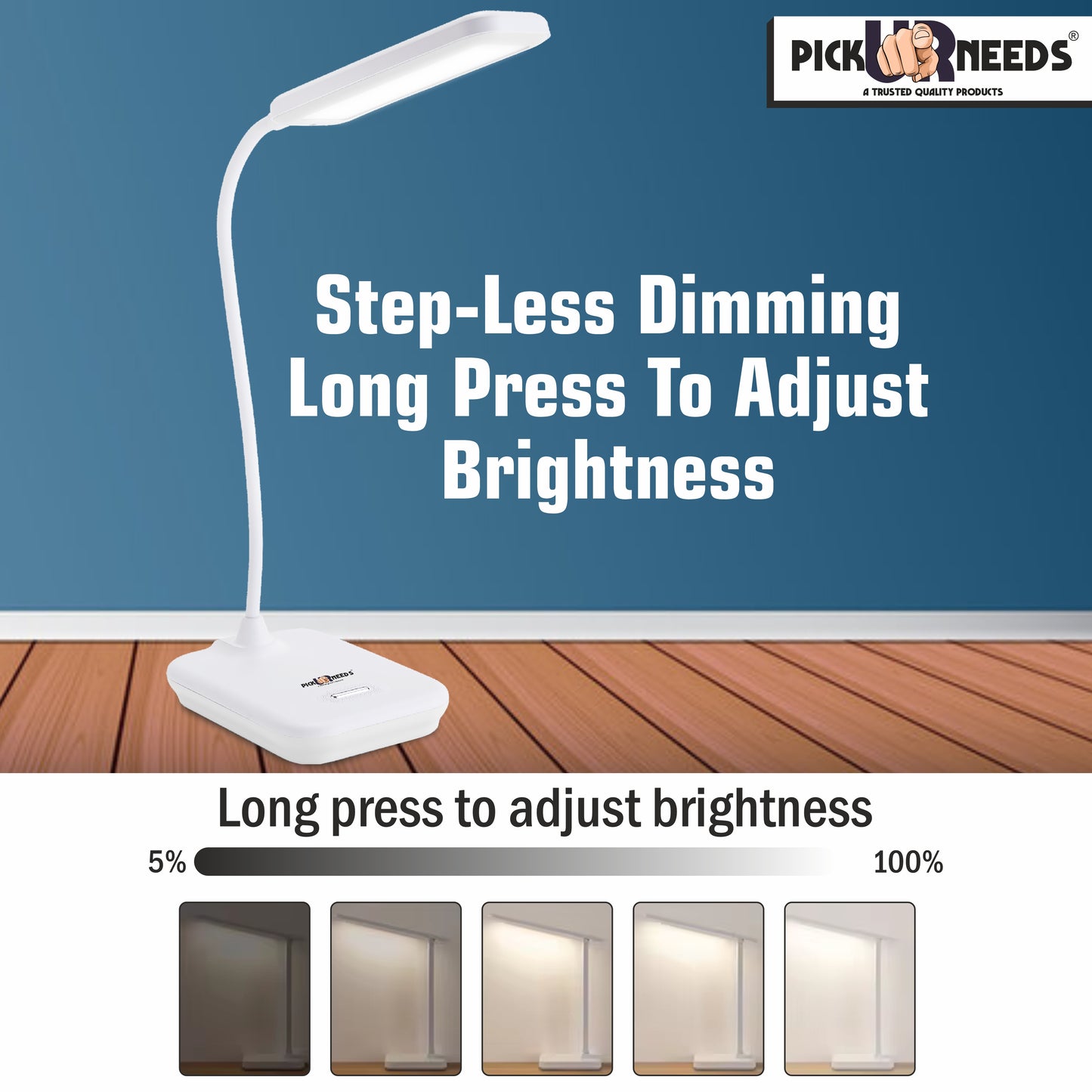 Pick Ur Needs Rechargeable Desk LED Table Lamp With Touch Dimmer Adjustable Brightness 5 hrs Flood Lamp Emergency Light