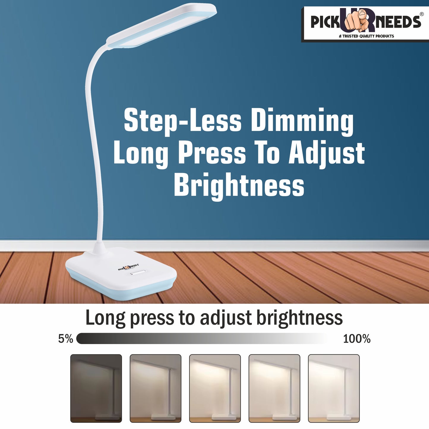 Pick Ur Needs Rechargeable Desk LED Table Lamp With Touch Dimmer Adjustable Brightness 5 hrs Flood Lamp Emergency Light