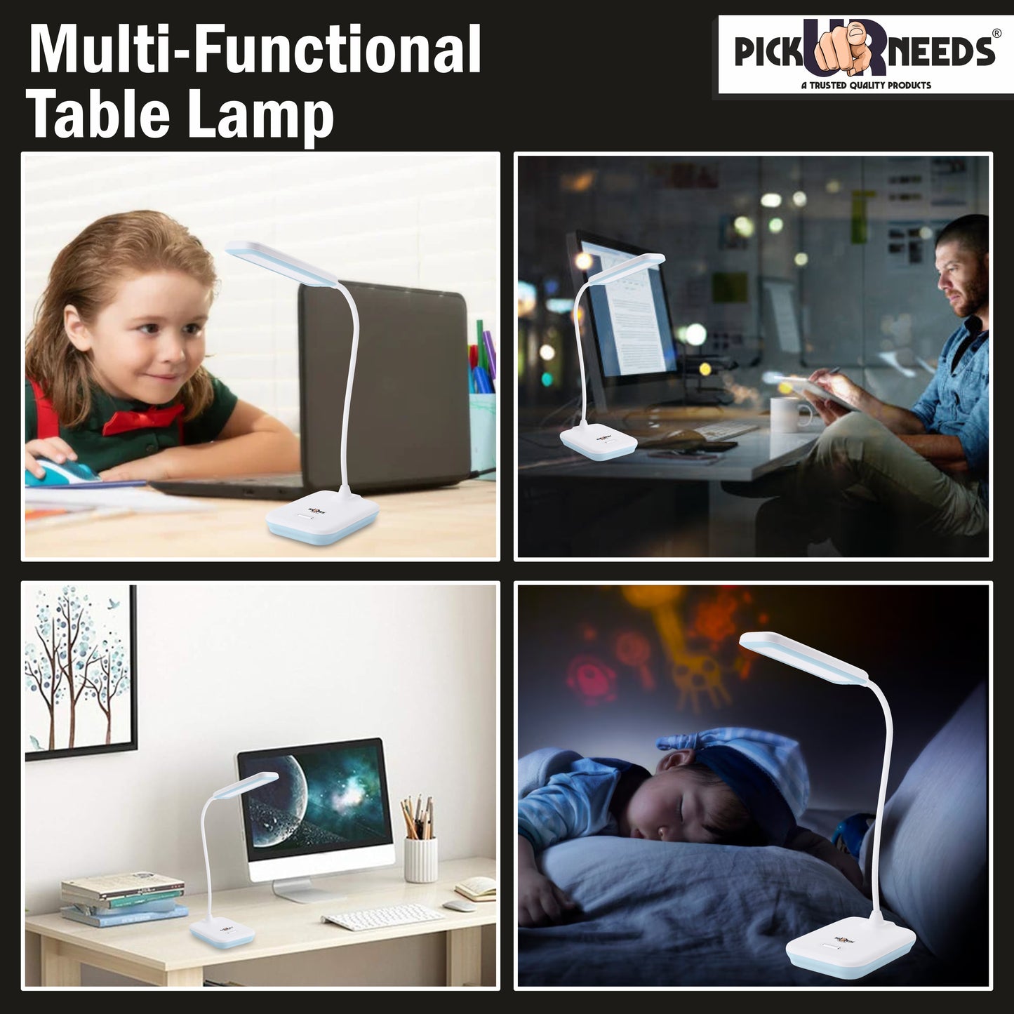 Pick Ur Needs Rechargeable Desk LED Table Lamp With Touch Dimmer Adjustable Brightness 5 hrs Flood Lamp Emergency Light