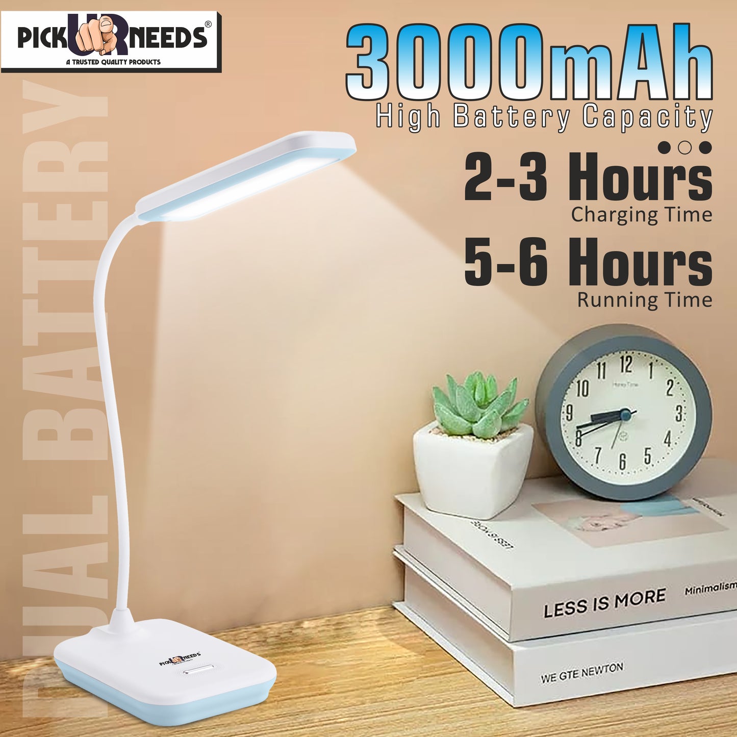 Pick Ur Needs Rechargeable Desk LED Table Lamp With Touch Dimmer Adjustable Brightness 5 hrs Flood Lamp Emergency Light