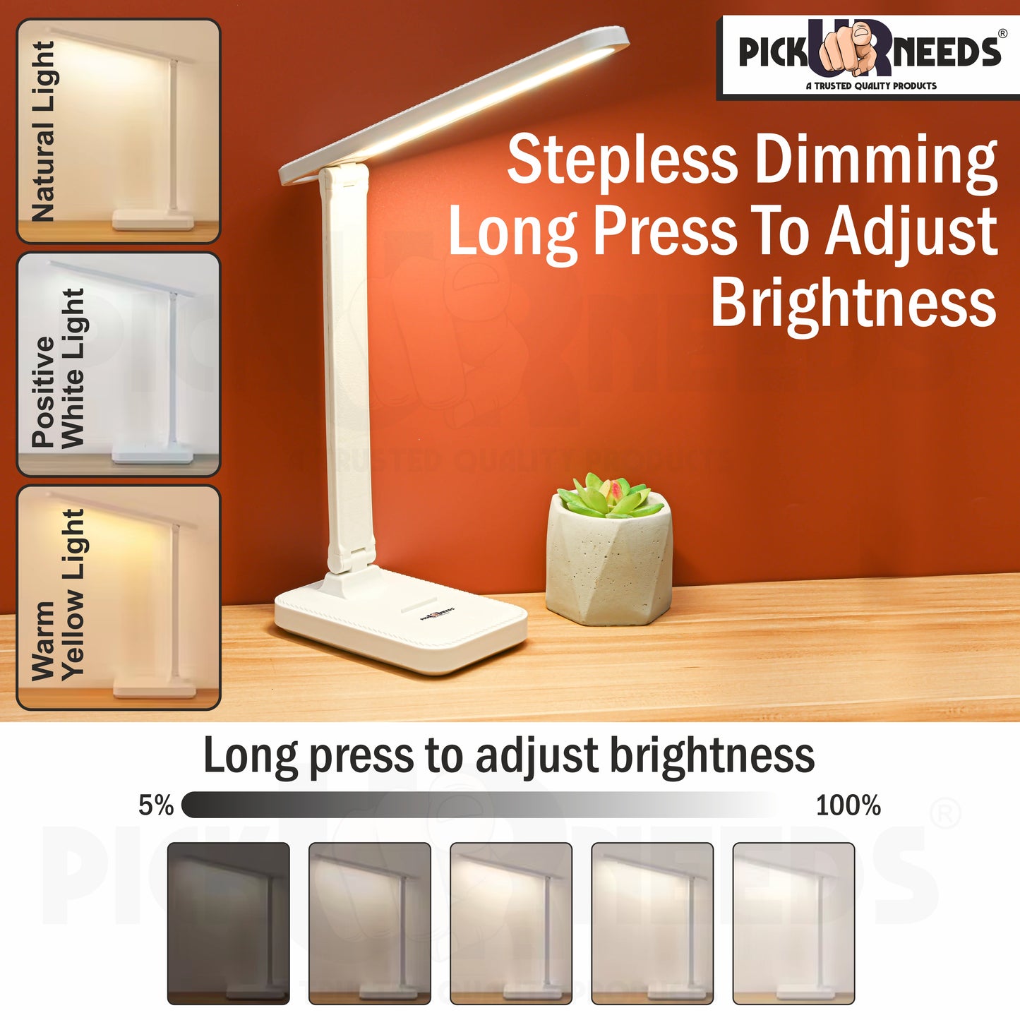 Pick Ur Needs Rechargeable LED Study Lamp With Touch Dimmer 3 Level Color Temperature Reading Table Lamp