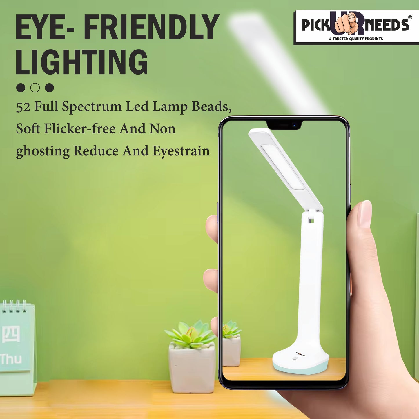 Pick Ur Needs Rechargeable LED Desk Table Lamp Touch Sensor 3 Level Brightness Dimmable 12Hrs Study Lamp