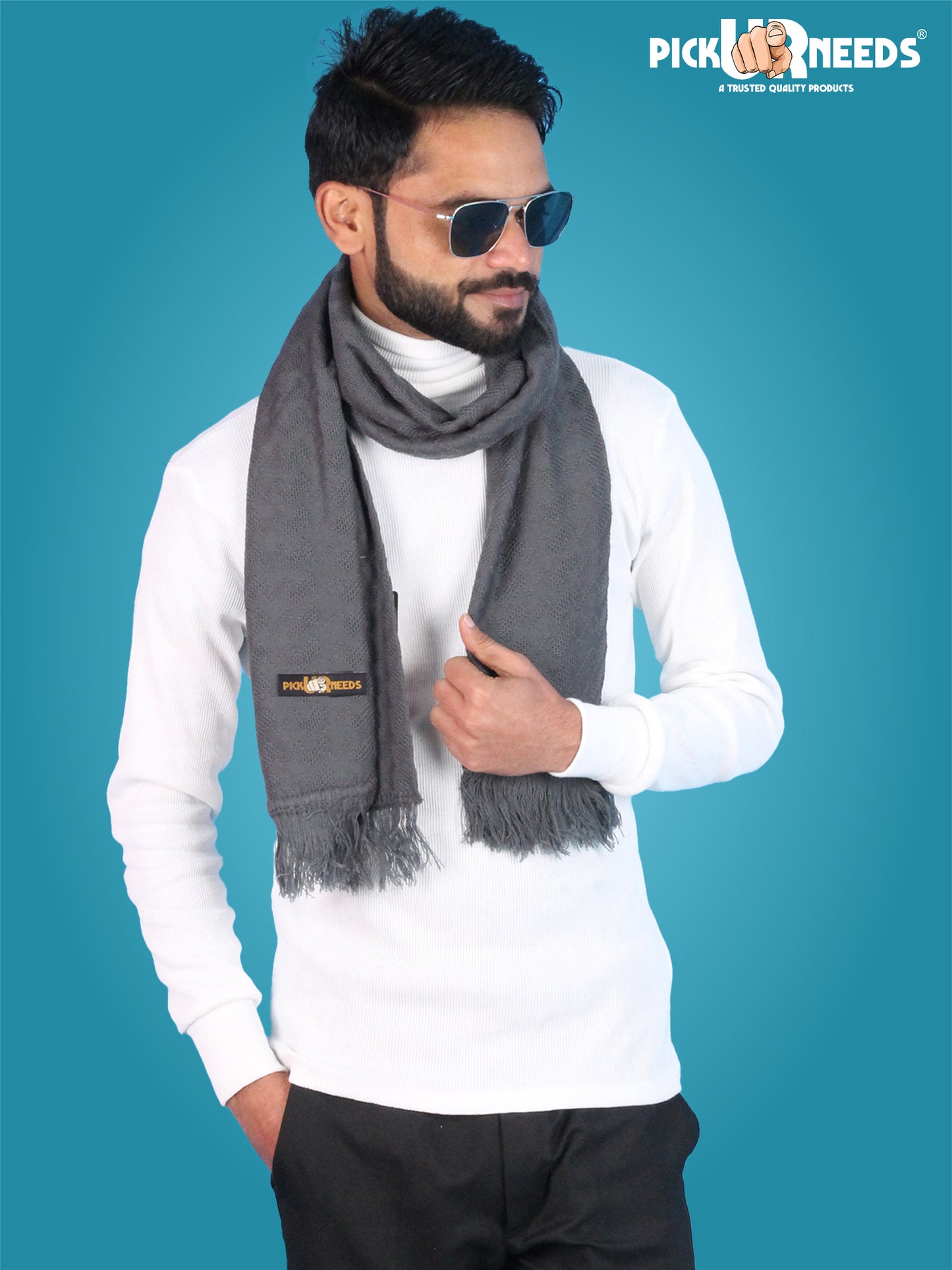 Pick Ur Needs Men’s Signature Winter Muffler Ultra-Soft Textured Scarf for Cold Weather Elegant Daily & Office Wear Muffler for Men