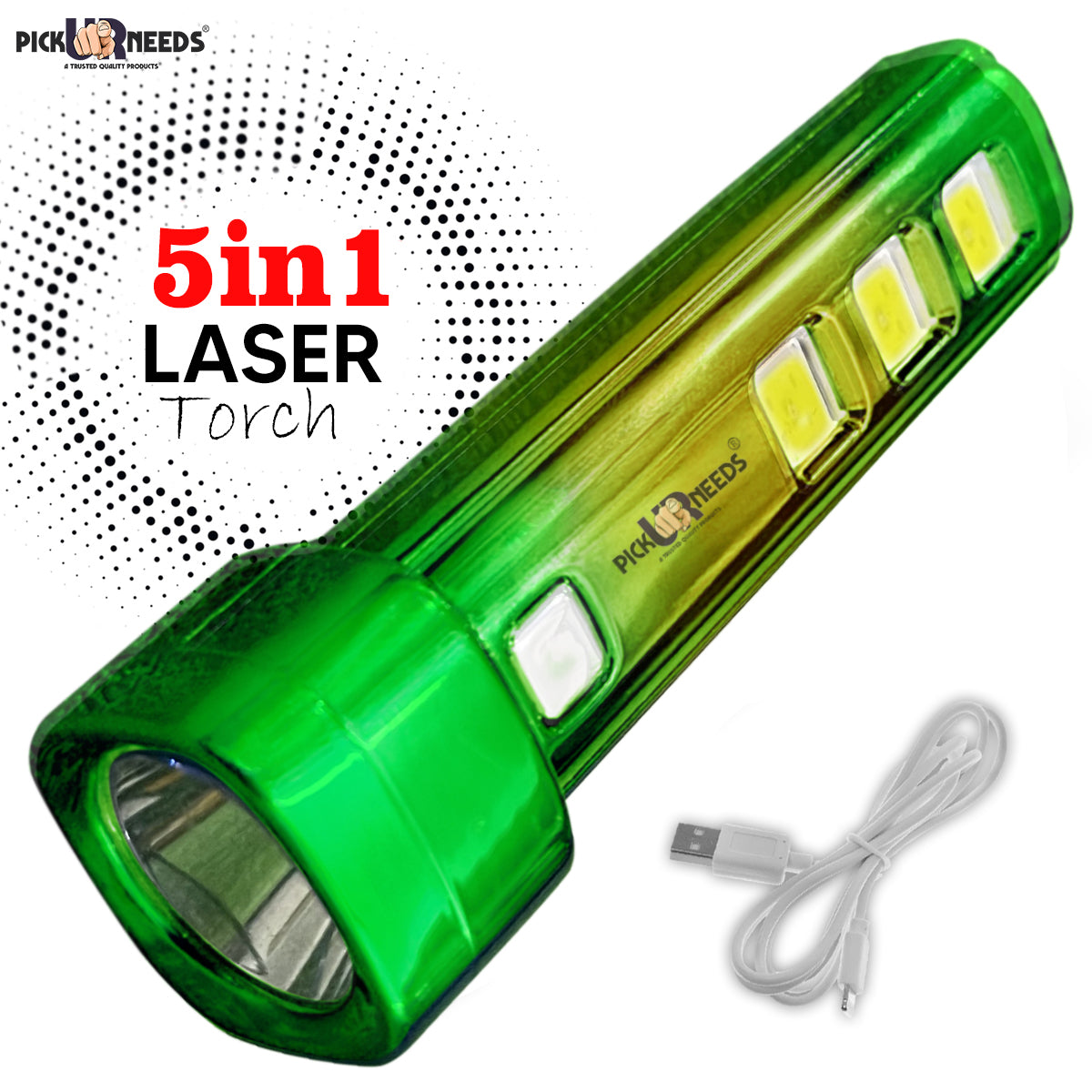 Pick Ur Needs 5 in 1 Mini Emergency Rechargeable Led Torch Light With Blinker 10 hrs Torch Emergency Light  (Multicolor)