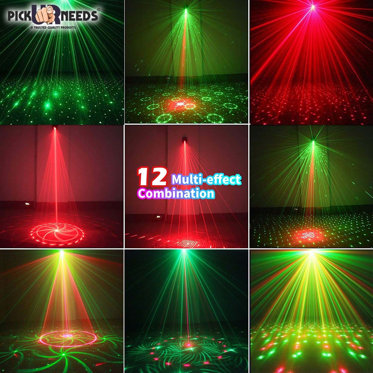 Pick Ur Needs Mini LED Dj Disco 12 Mode Combination, Stage Sound Activated Projector Shower Laser Light