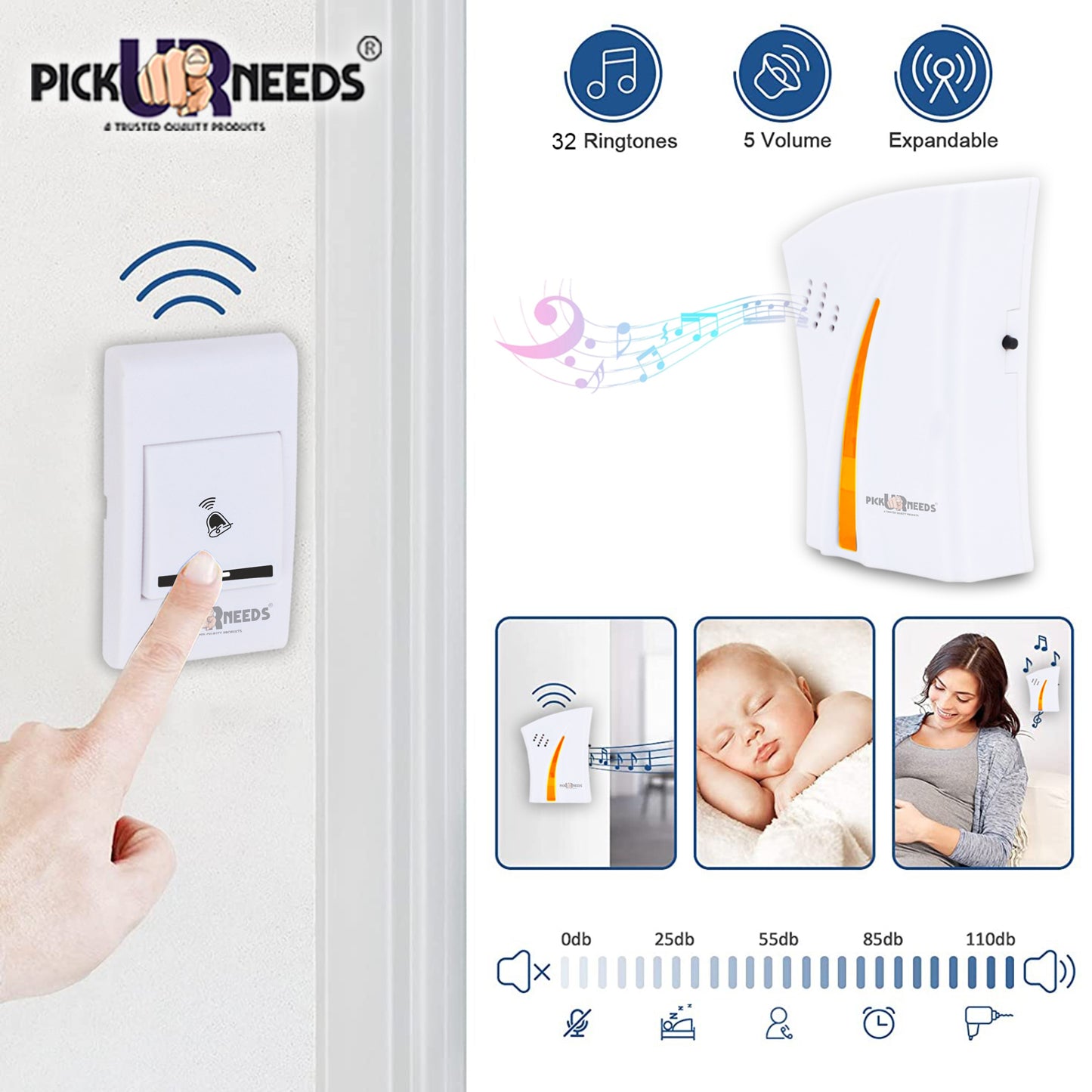 Pick Ur Needs Star Shape Wireless Cordless Door Bell for Home Shop Office Wireless Door Chime