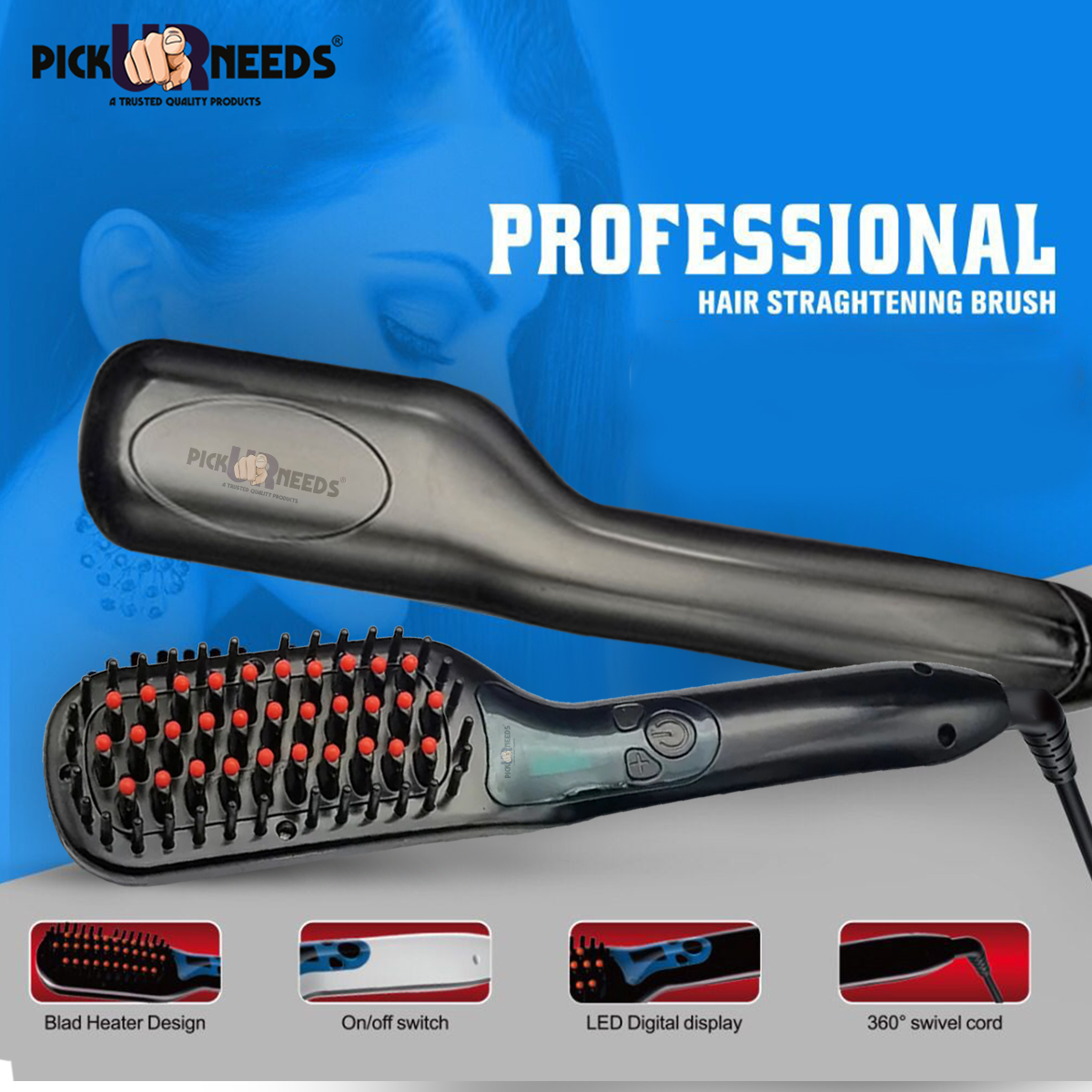 Pick Ur Needs Professional Straightening Adjustable Temp Ionic Styling Flat Iron Electric Heat Hair Straightener Brush