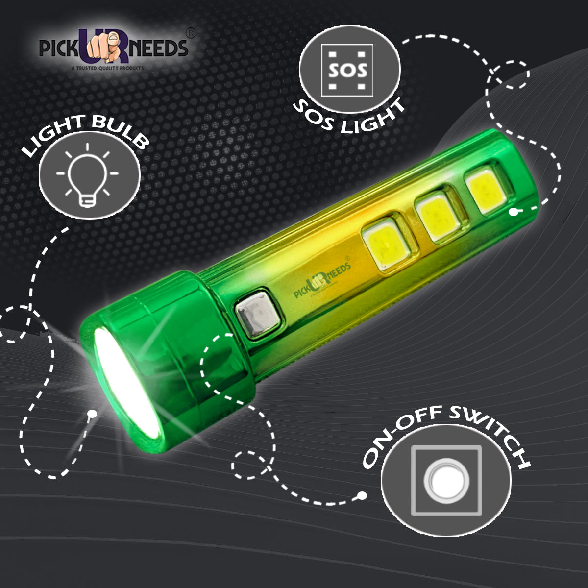 Pick Ur Needs 5 in 1 Mini Emergency Rechargeable Led Torch Light With Blinker 10 hrs Torch Emergency Light  (Multicolor)