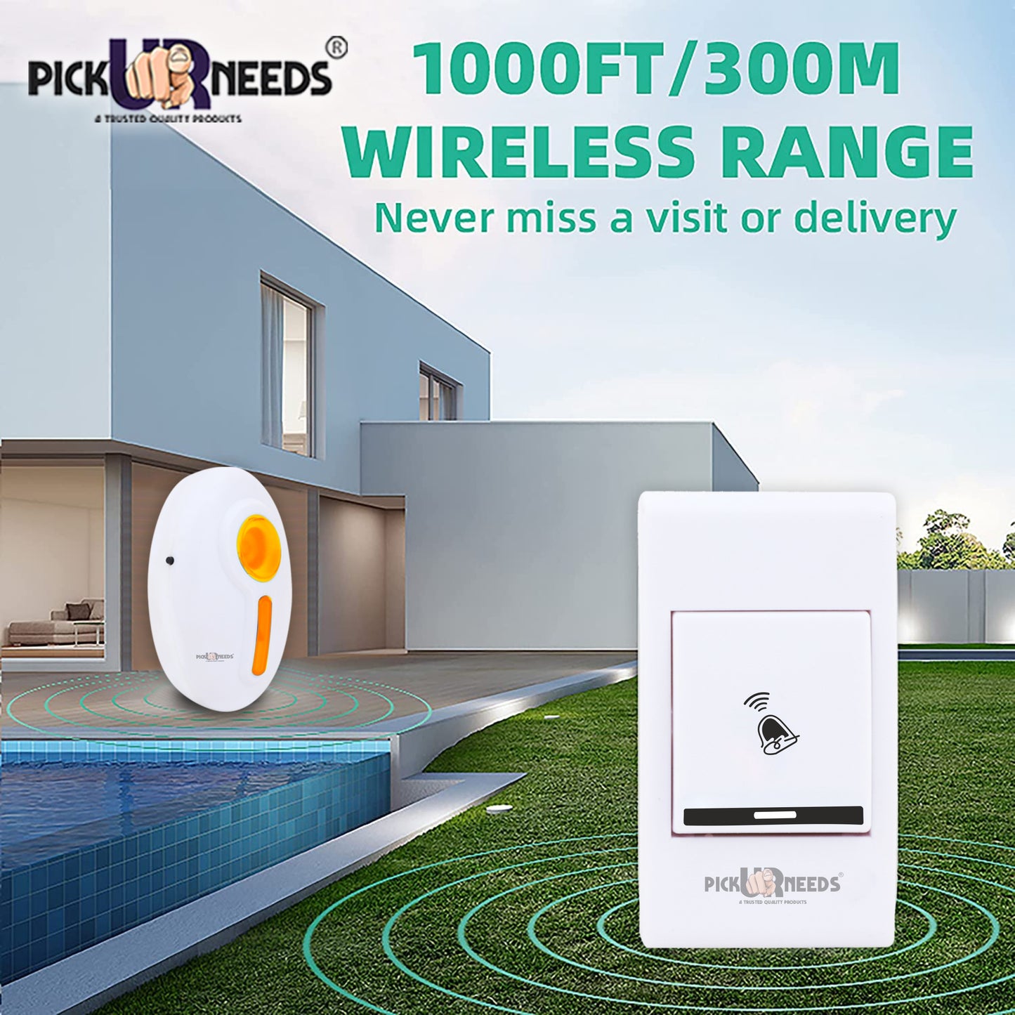 Pick Ur Needs Oval Shape Design Wireless Cordless Calling Remote Door Bell For Home/Shop/Office Wireless Door Chime