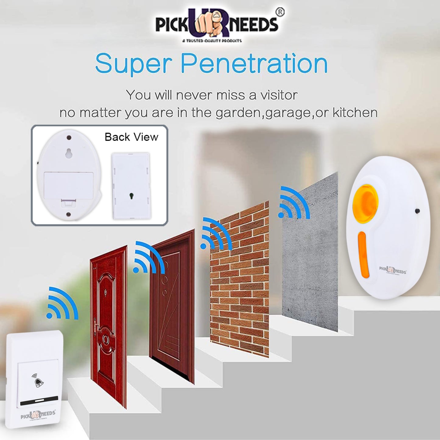 Pick Ur Needs Oval Shape Design Wireless Cordless Calling Remote Door Bell For Home/Shop/Office Wireless Door Chime