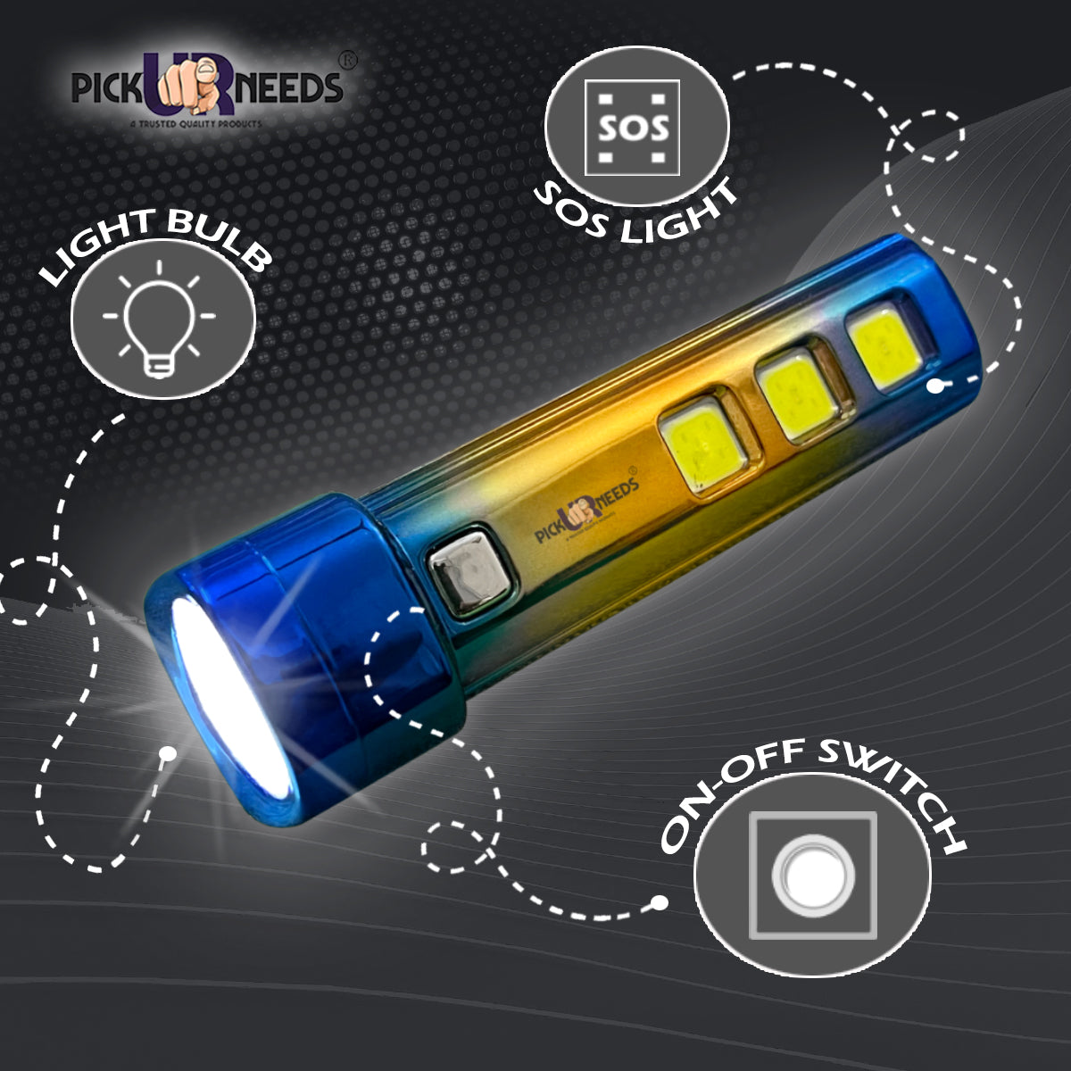 Pick Ur Needs 5 in 1 Mini Emergency Rechargeable Led Torch Light With Blinker 10 hrs Torch Emergency Light  (Pack of 2)