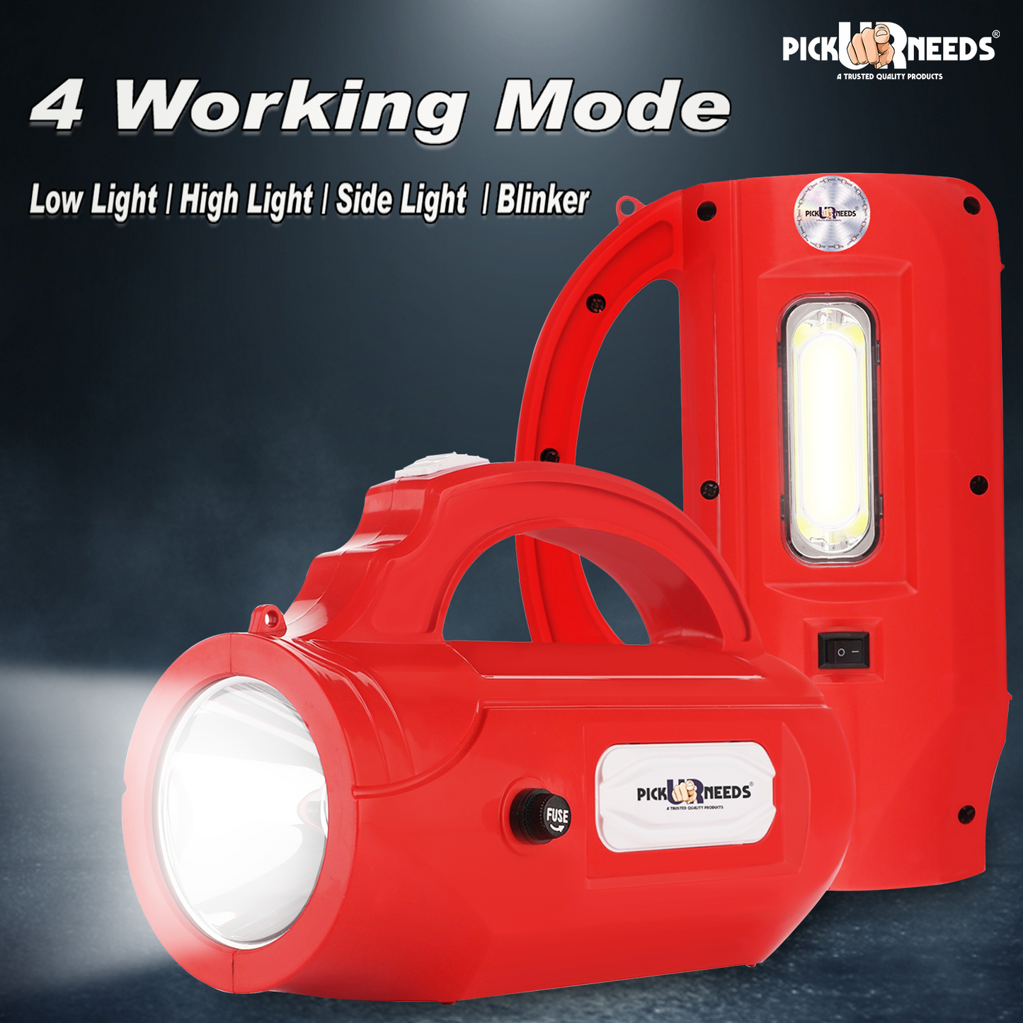 Pick Ur Needs Emergency Rechargable Torch Long Range Search Light 150W+Side COB With USB 6 hrs Torch