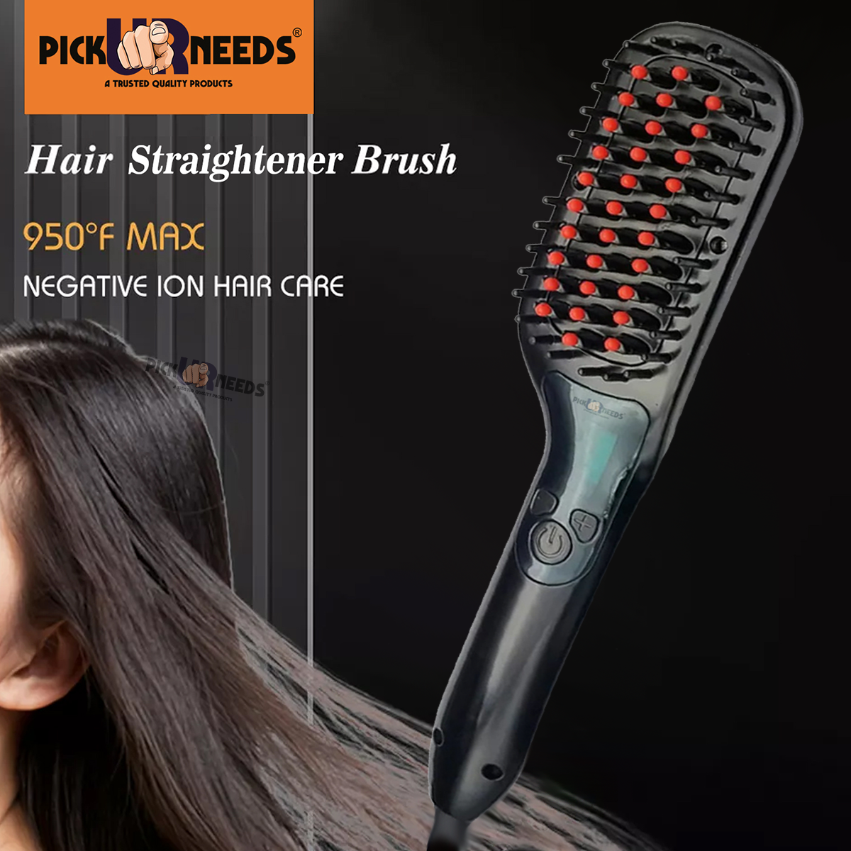 Pick Ur Needs Professional Straightening Adjustable Temp Ionic Styling Flat Iron Electric Heat Hair Straightener Brush