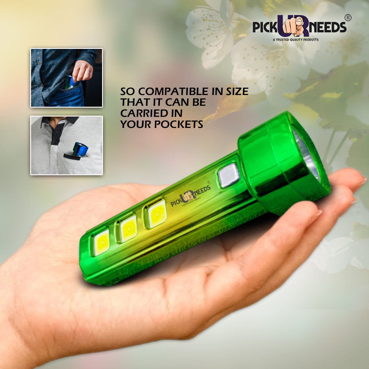 Pick Ur Needs 5 in 1 Mini Emergency Rechargeable Led Torch Light With Blinker 10 hrs Torch Emergency Light  (Pack of 2)
