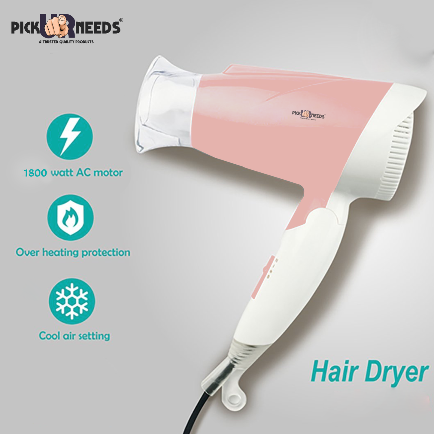 Pick Ur Needs 1800 Watt Professional Lightweight Stylish Salon Hair Dryer For Men & Women