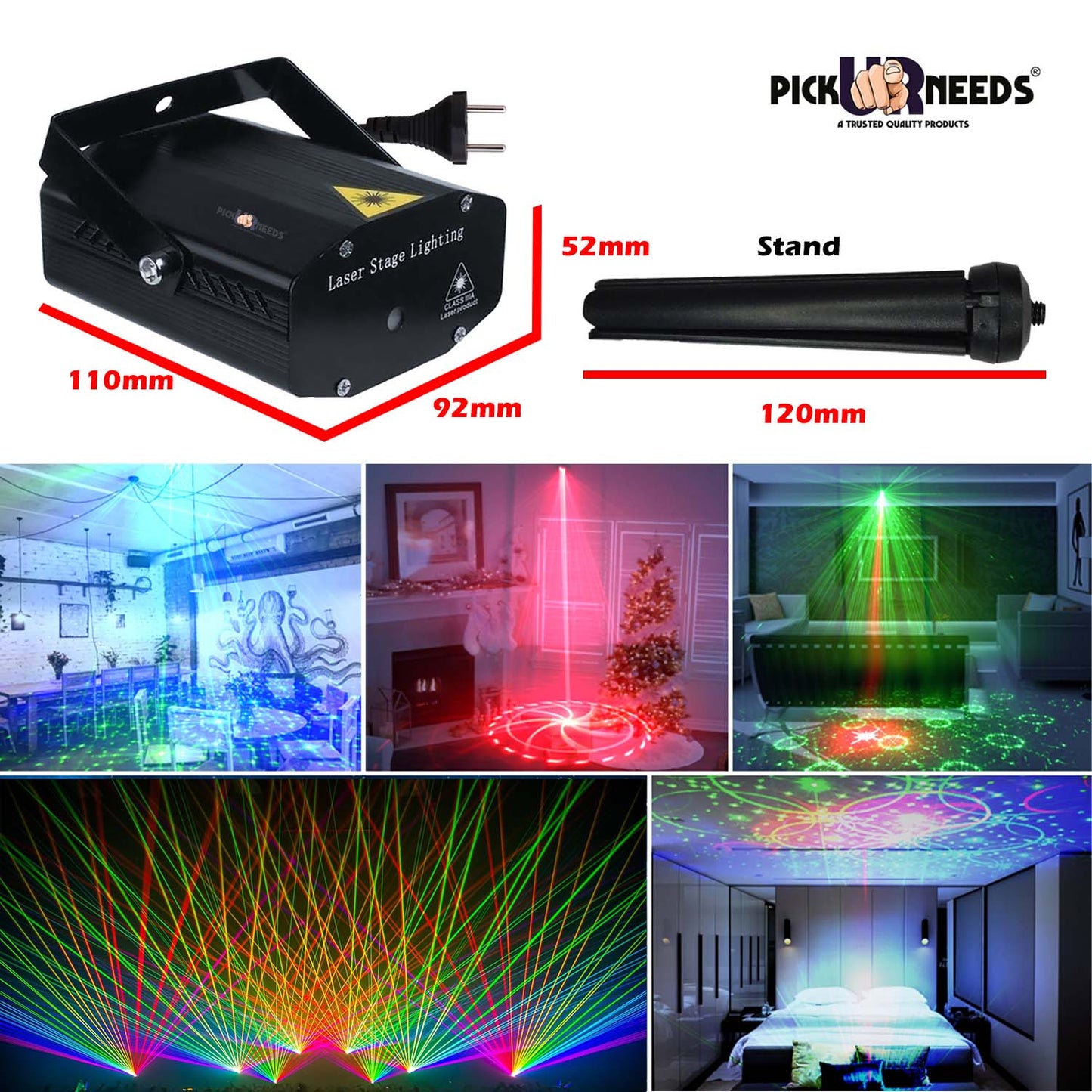 Pick Ur Needs Mini LED Dj Disco 12 Mode Combination, Stage Sound Activated Projector Shower Laser Light