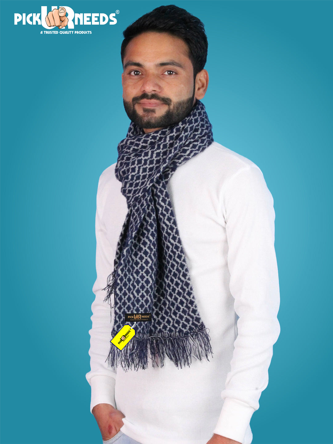 Pick Ur Needs Soft Warm Woolen Premium Winter Muffler for Men Scarf with Stylish Check Pattern Long & Comfortable Cold Weather Neck Wrap