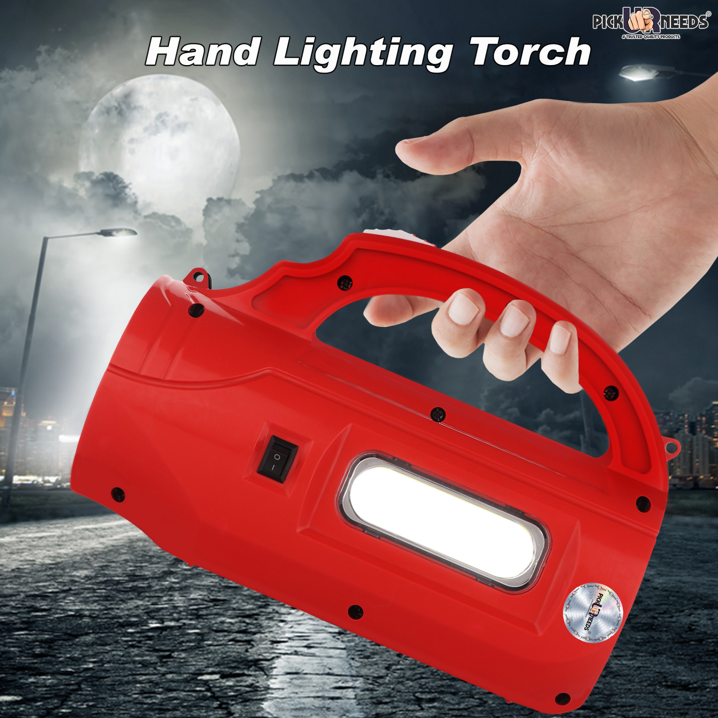 Pick Ur Needs Emergency Rechargable Torch Long Range Search Light 150W+Side COB With USB 6 hrs Torch