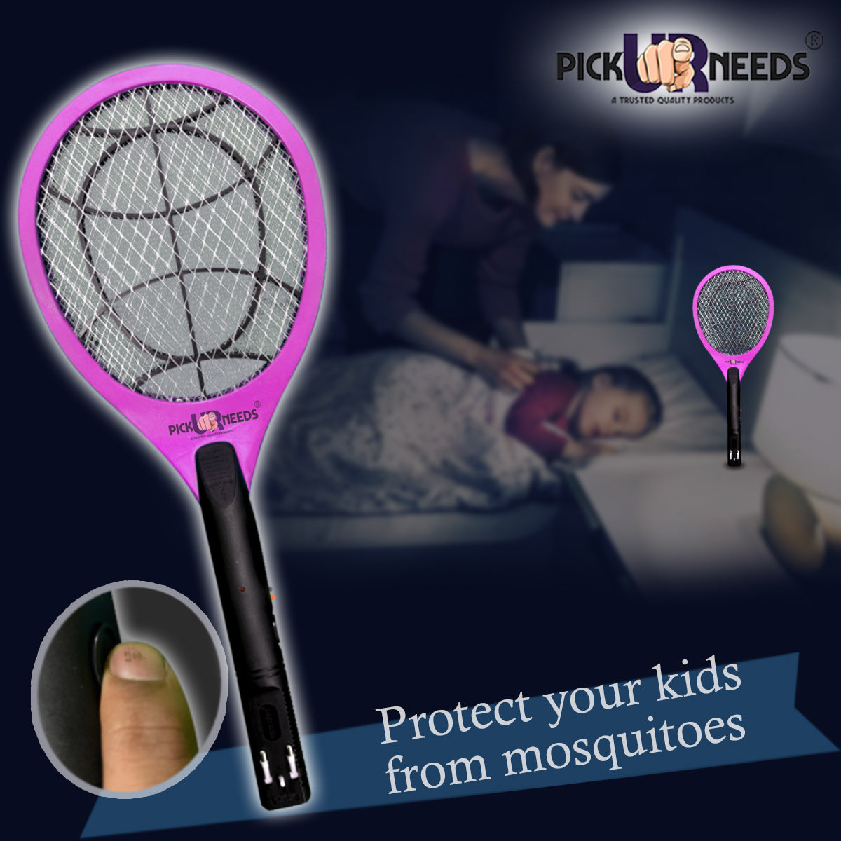 Pick Ur Needs Mosquito Bat/Racket Rechargeable Electric Insect Killer Indoor, Outdoor