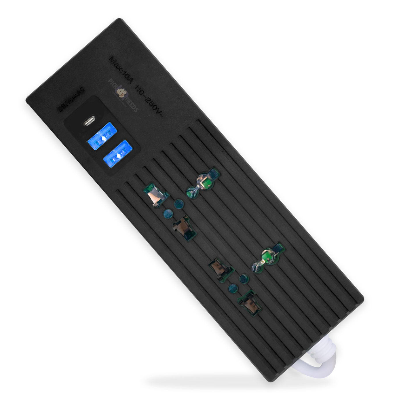 Pick Ur Needs Extension Cord 10A with Universal 2 Socket & 3 USB Port Extension Boards for Multiple Use