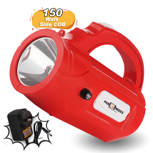 Pick Ur Needs Emergency Rechargable Torch Long Range Search Light 150W+Side COB With USB 6 hrs Torch