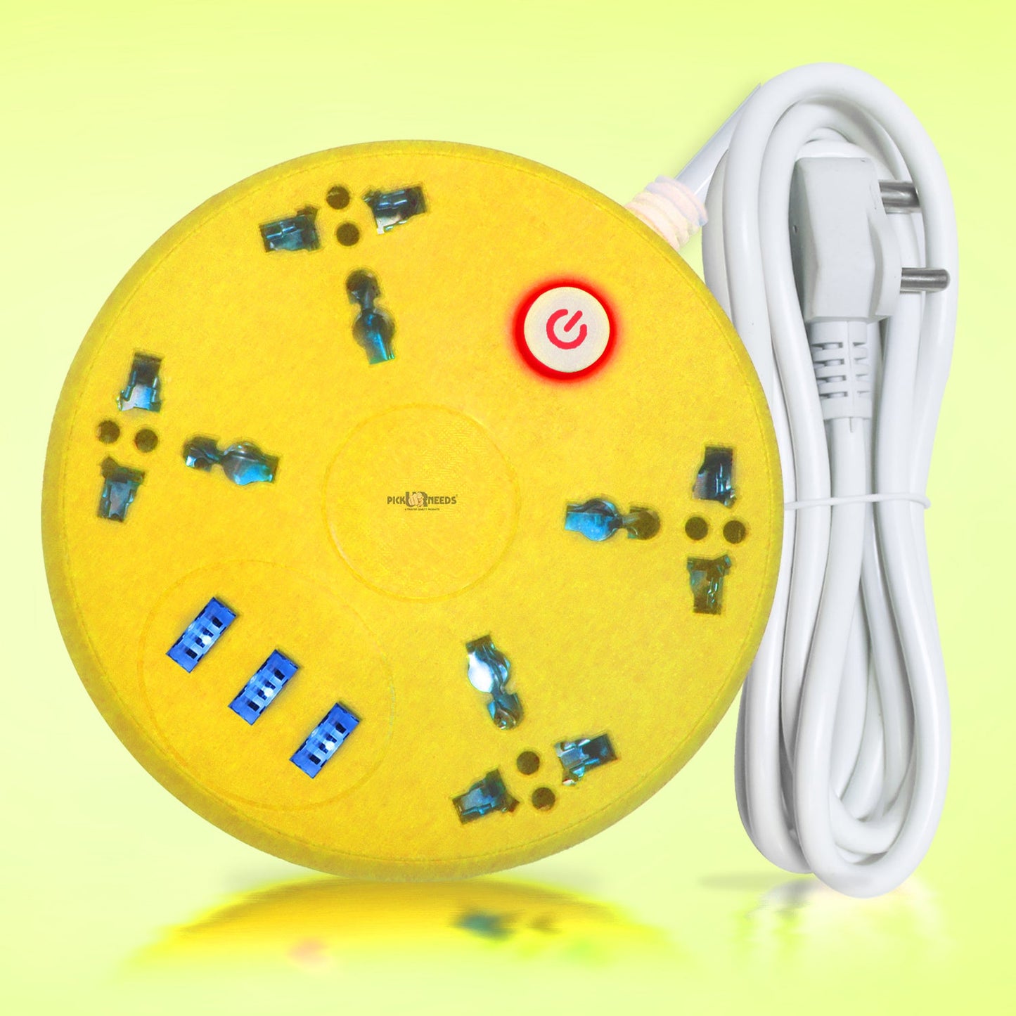 Pick Ur Needs Extension Cord Board with 3 USB Charging Ports and 4 Socket -10 Amp Heavy Duty for Multiple Devices Smartphone Tablet Laptop