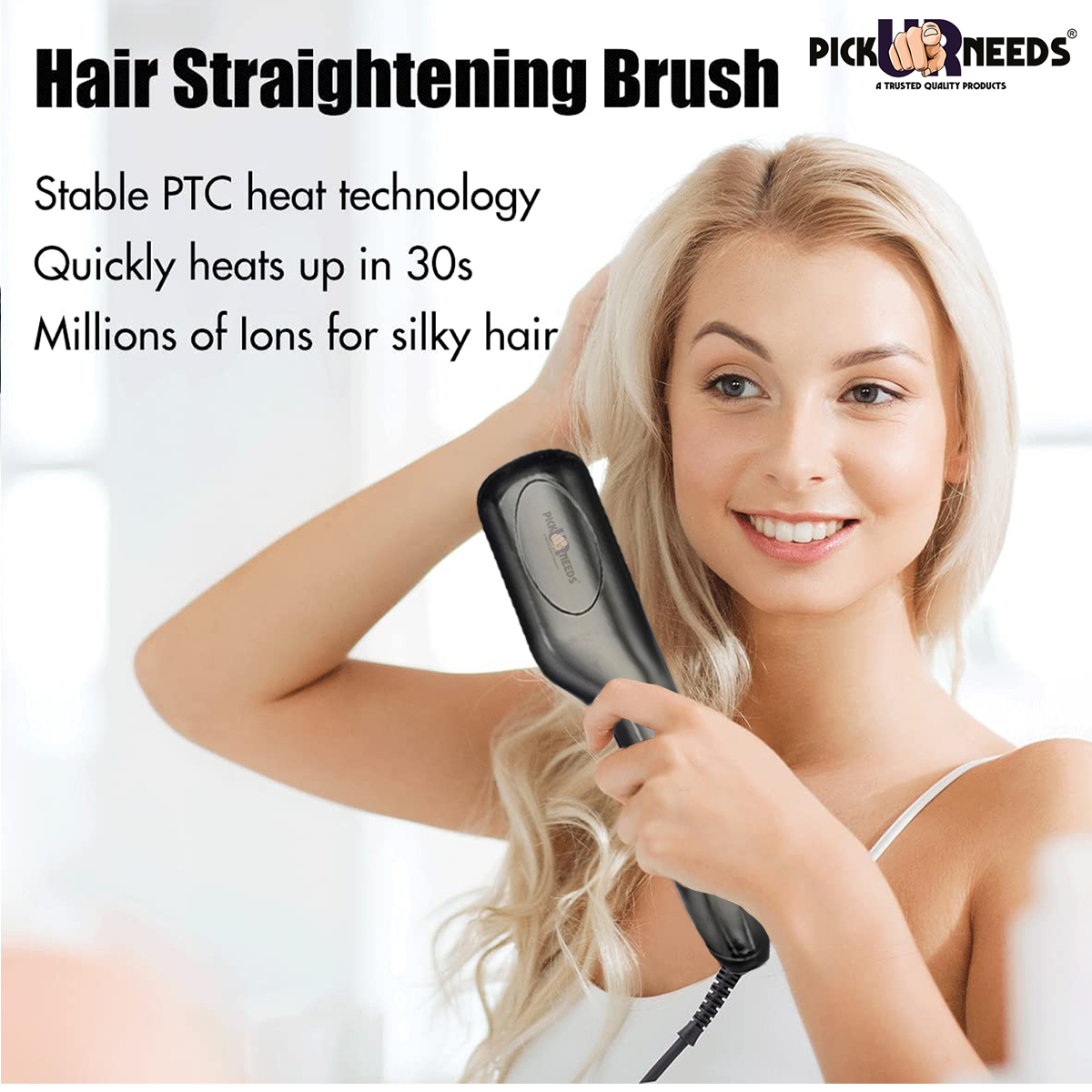 Pick Ur Needs Professional Straightening Adjustable Temp Ionic Styling Flat Iron Electric Heat Hair Straightener Brush