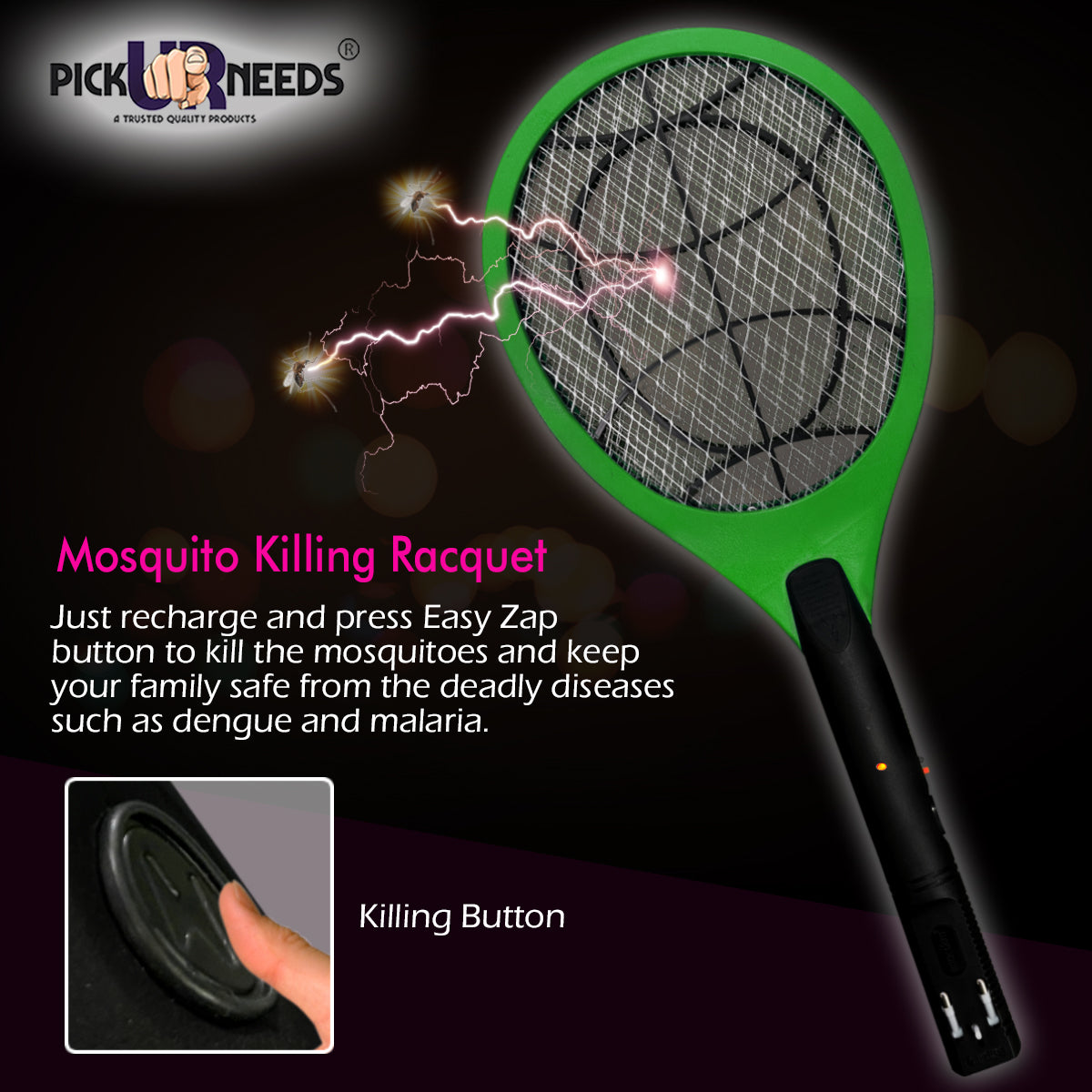 Pick Ur Needs Mosquito Bat/Racket Rechargeable Electric Insect Killer Indoor, Outdoor