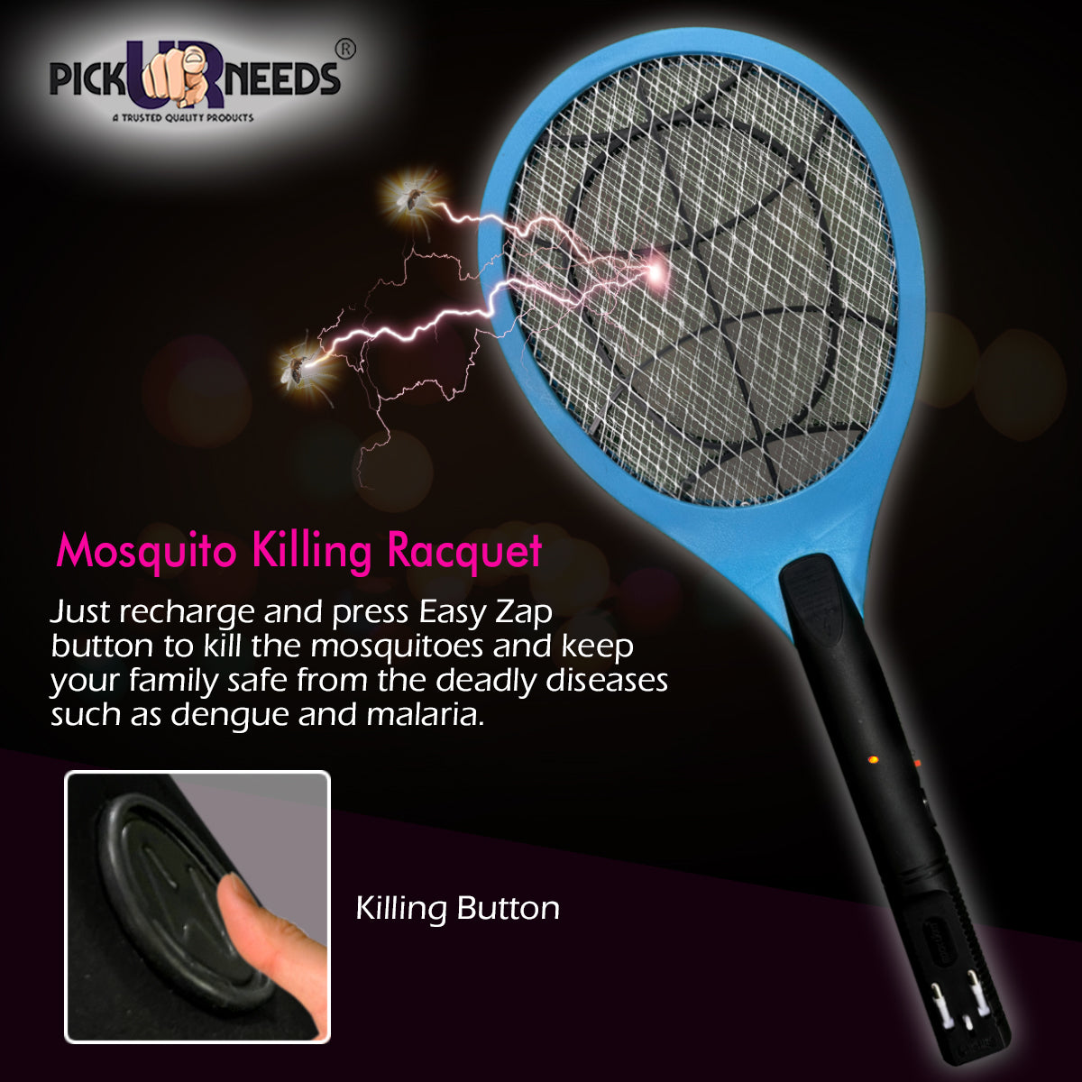 Pick Ur Needs Mosquito Bat/Racket Rechargeable Electric Insect Killer Indoor, Outdoor