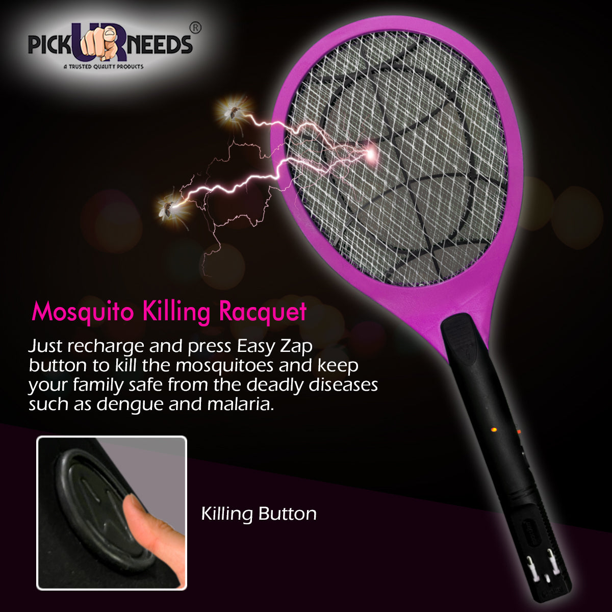 Pick Ur Needs Mosquito Bat/Racket Rechargeable Electric Insect Killer Indoor, Outdoor