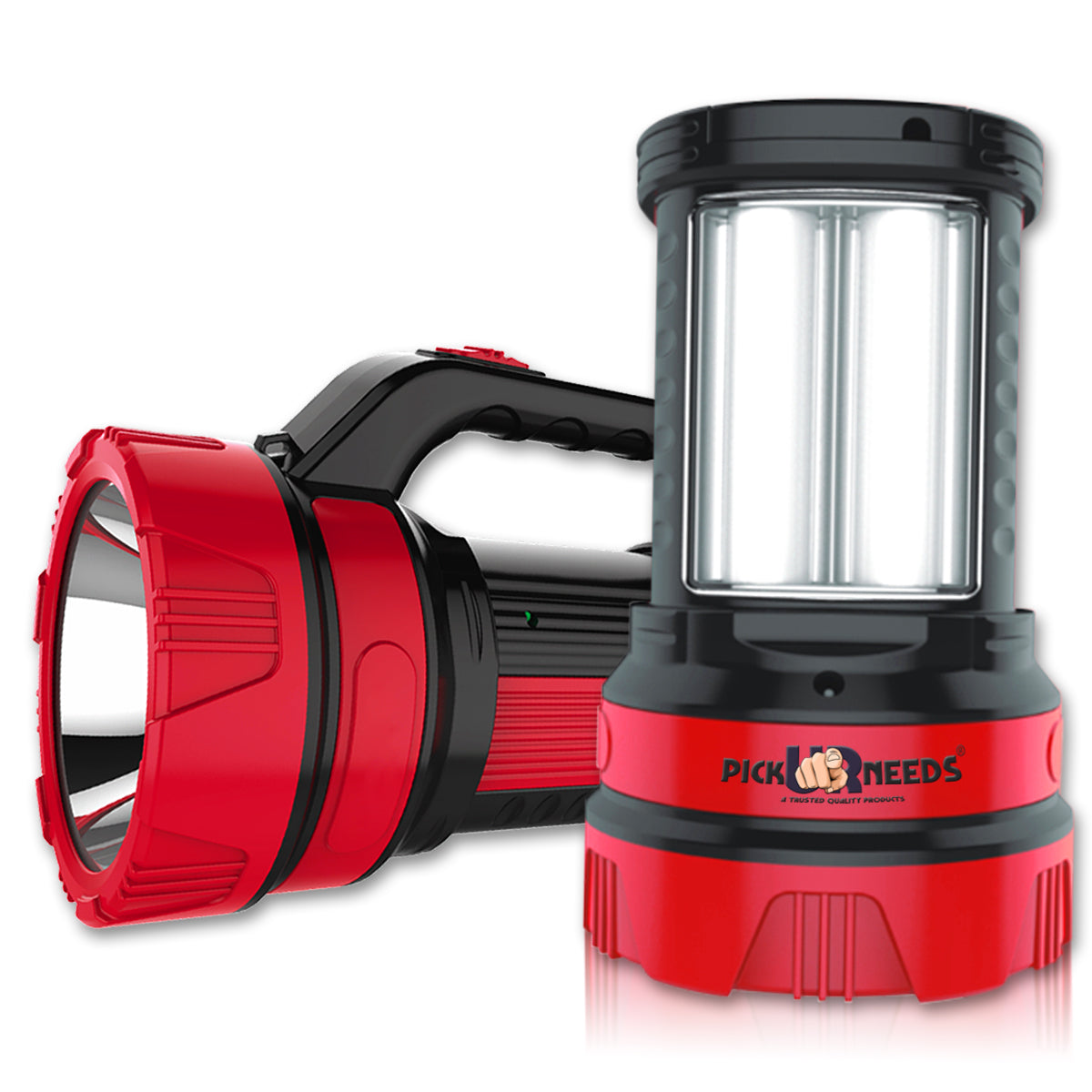 Pick Ur Needs Premium Quality 50 Watt Rechargeable Long Range Search Torch With 2 Side Emergency Tube Light