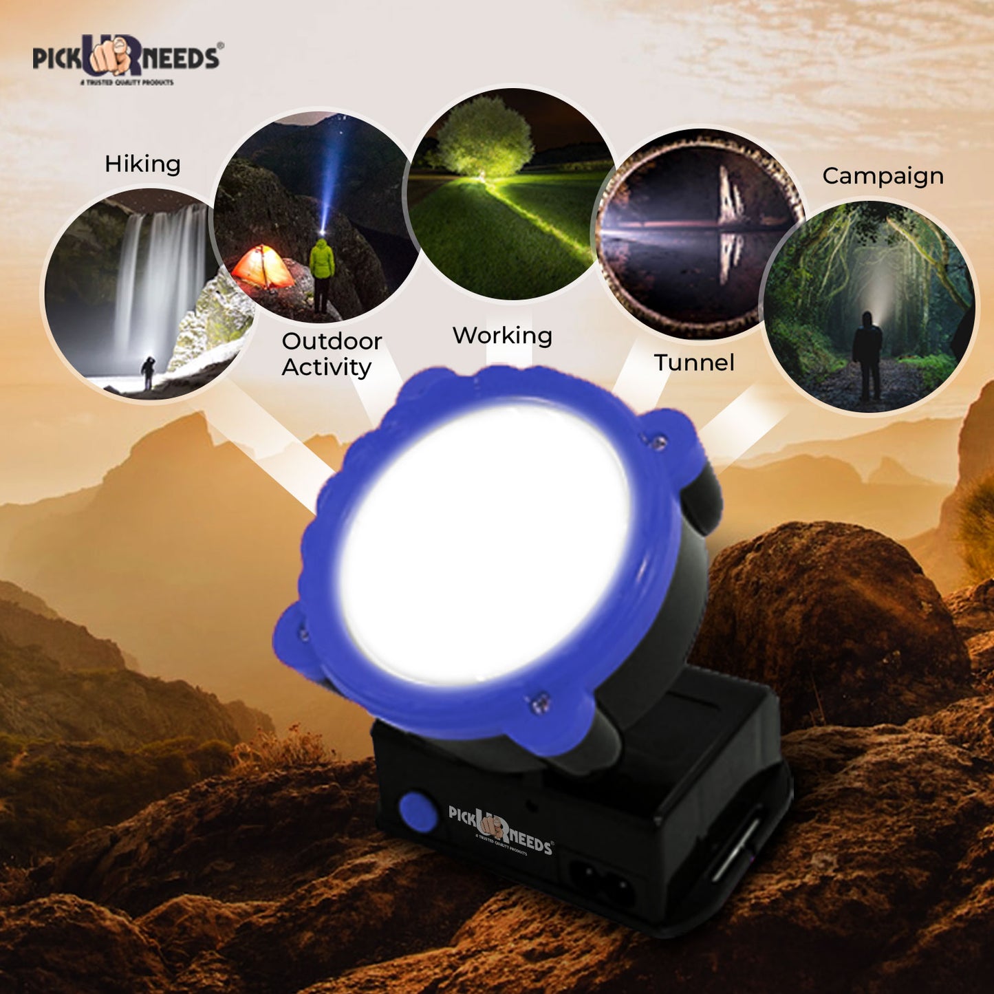 Pick Ur Needs 10W Laser LED Adjustable Headlamp Rechargeable Torch 5 hrs Emergency Light